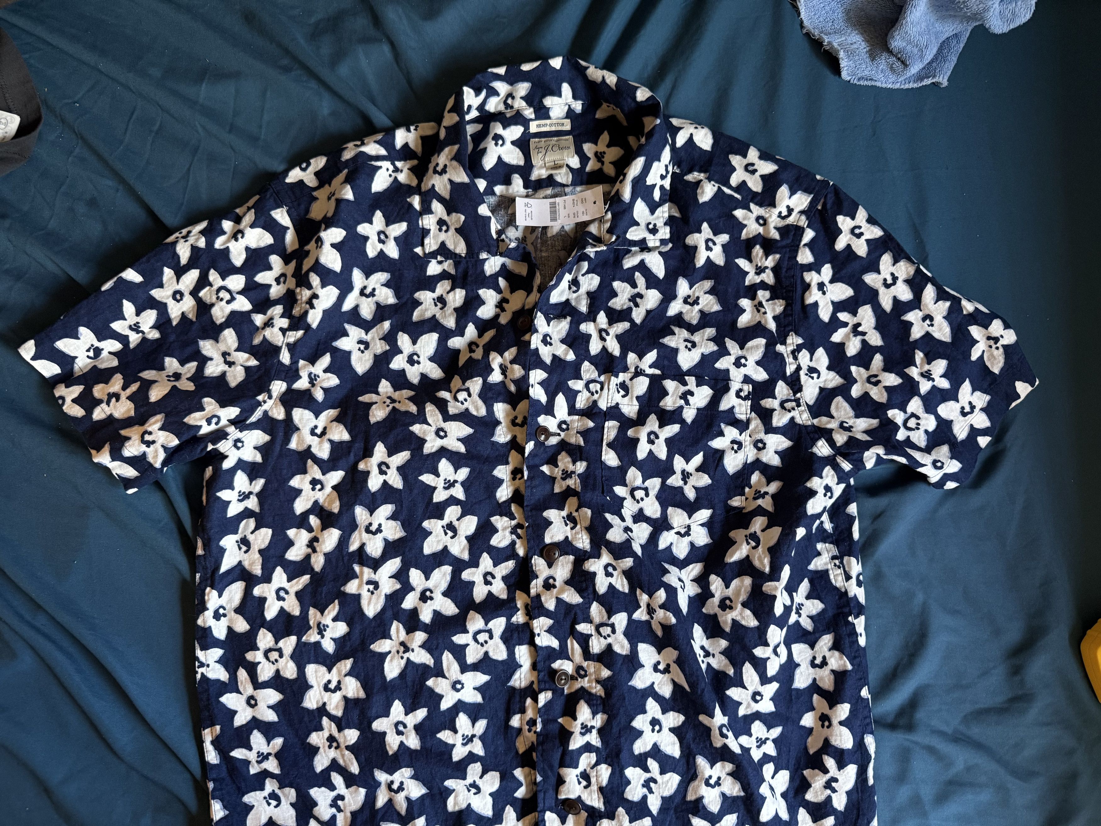 J.Crew J. Crew Floral Hemp Cotton Button Up Shirt S/S large $78 Size US L / EU 52-54 / 3 - 1 Thumbnail