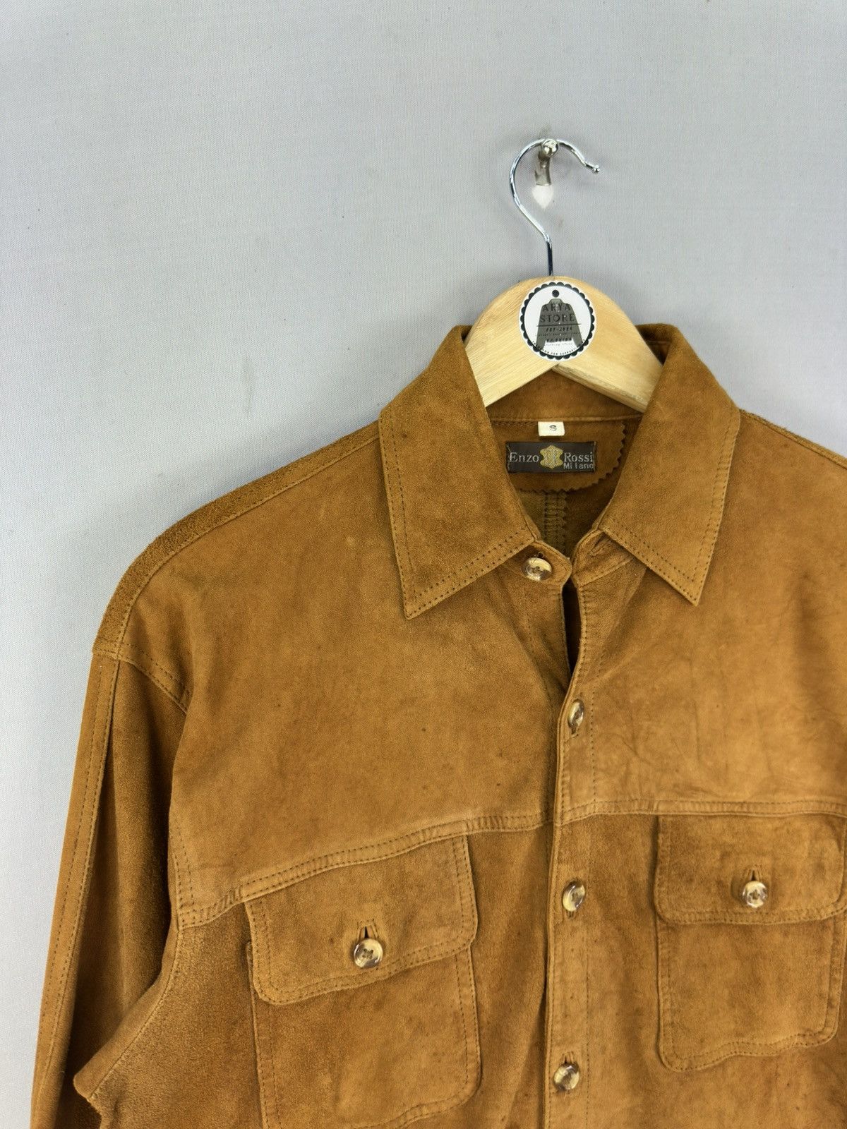 Japanese Brand Enzo Rossi Milano Flannel Shirt Lamb Skin Leather Jacket Size US M / EU 48-50 / 2 - 2 Thumbnail