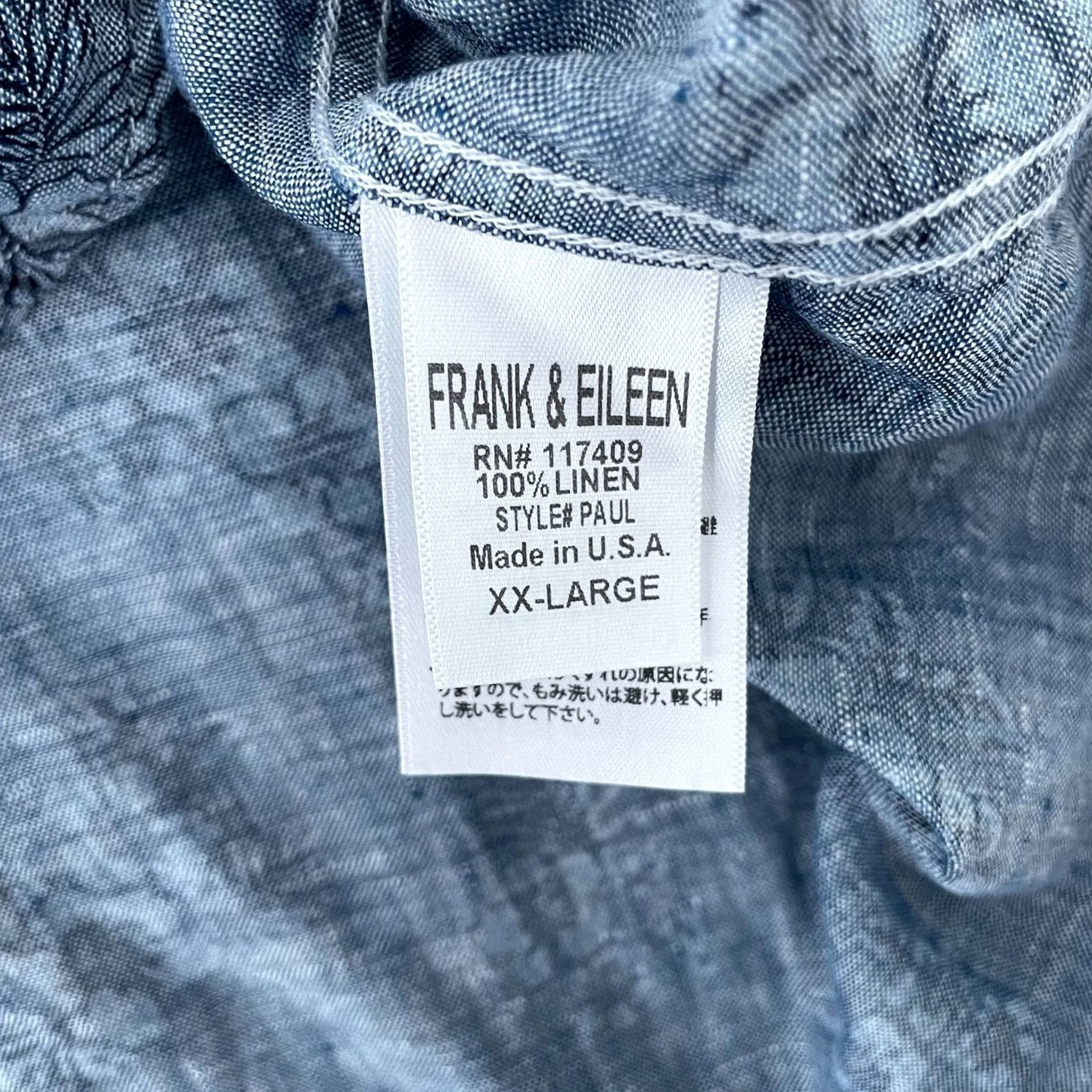 Frank & Eileen Frank & Eileen Shirt Adult 2XL Blue Floral Linen Paul Button Up Italian Fabric Size US XXL / EU 58 / 5 - 6 Thumbnail