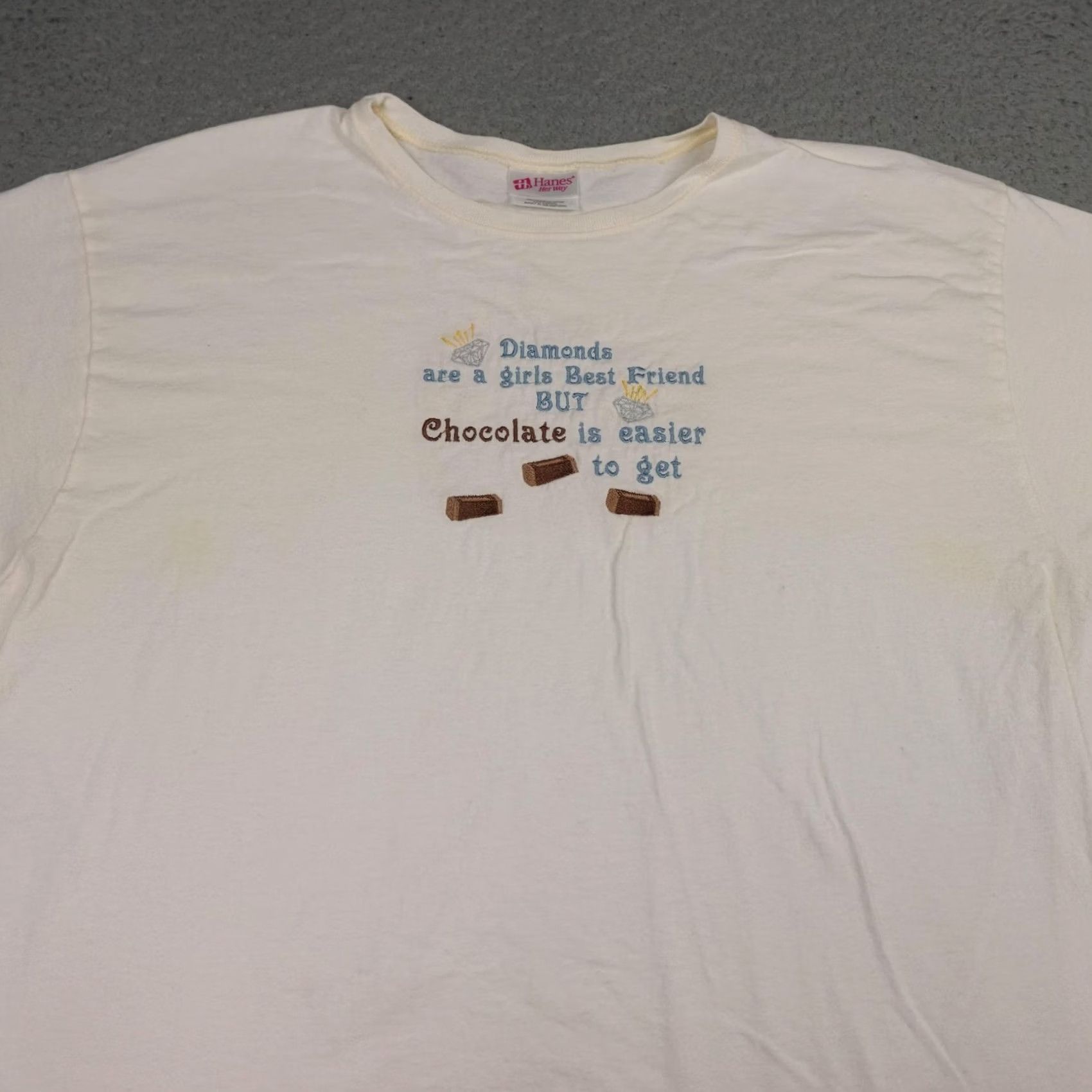 Hanes VINTAGE Hanes Shirt Womens XL White Chocolate Diamonds Funny Graphic Tee 90s Size XL / US 12-14 / IT 48-50 - 3 Thumbnail