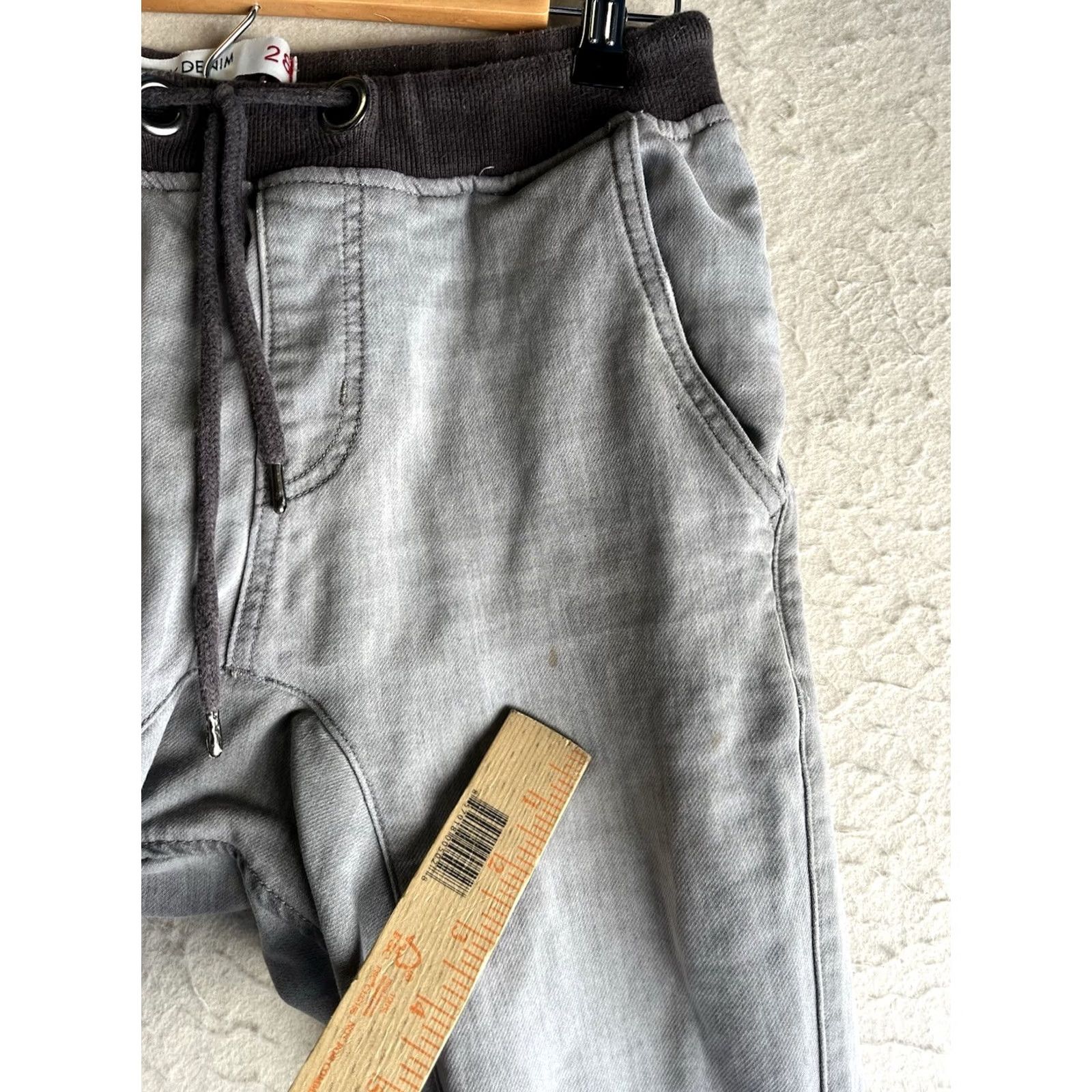 Denime Track Denim Jogger Pants Mens Cotton Denim Gray 28 Elastic Cuffs Adjustable Waist Skinny Inseam 30 Size US 28 / EU 44 - 7 Thumbnail