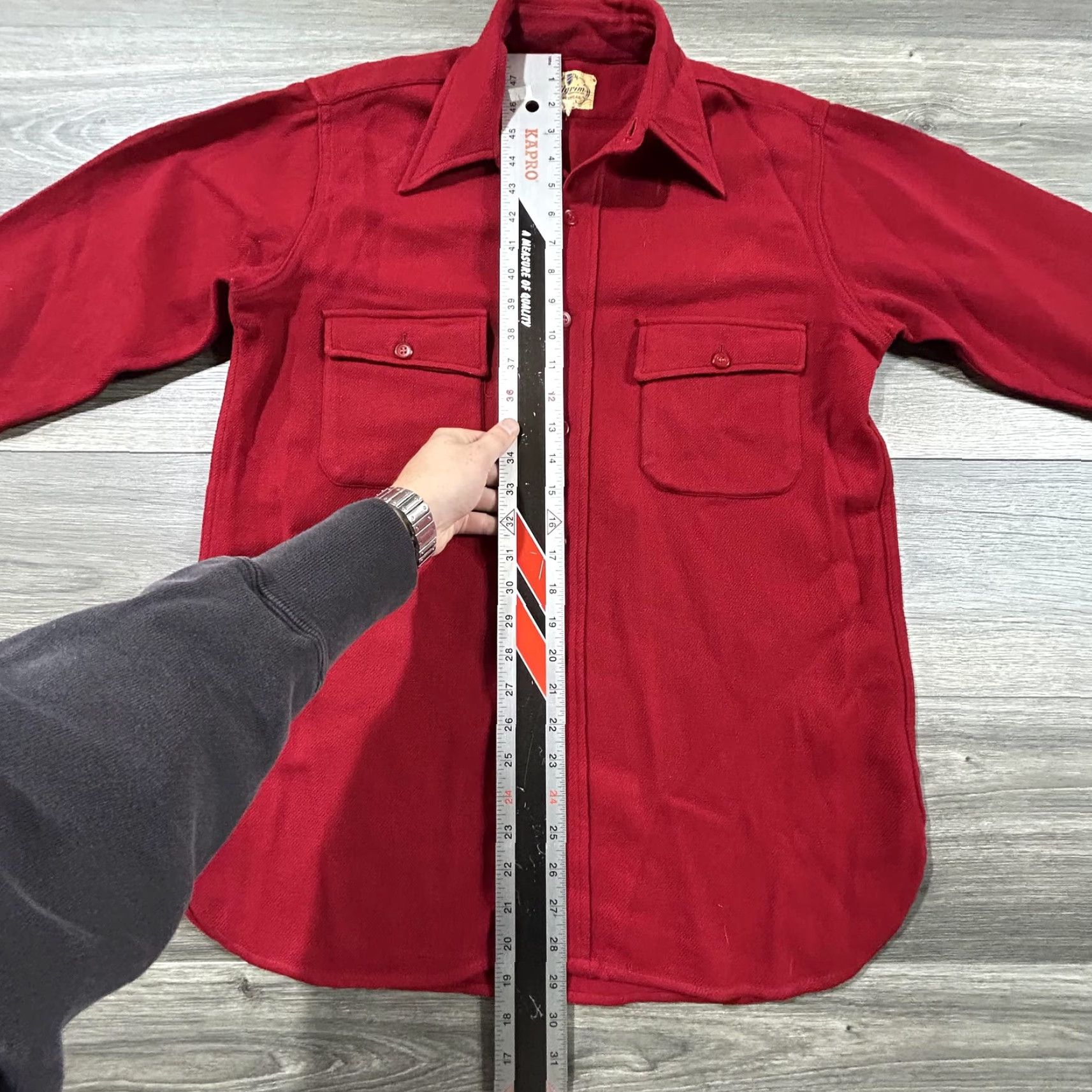 Vintage VINTAGE Pilgrim Shirt Mens Large Wool Twill Red Elbow Patch 50s USA Button-Up Size US L / EU 52-54 / 3 - 7 Thumbnail