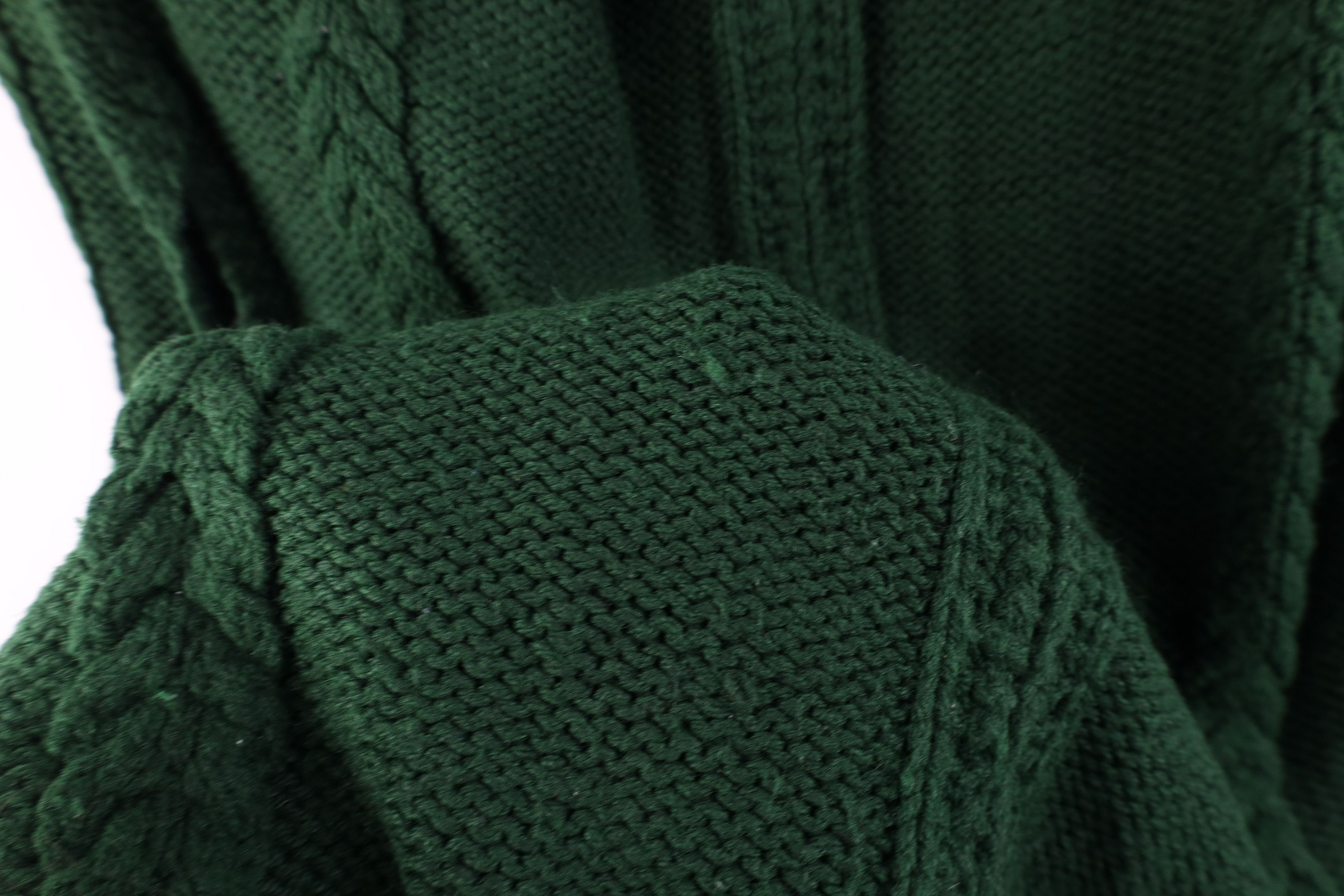 Vintage Vintage 50s 60s Boho Chic Cable Fringed Sweater Cape Green Size ONE SIZE - 7 Thumbnail