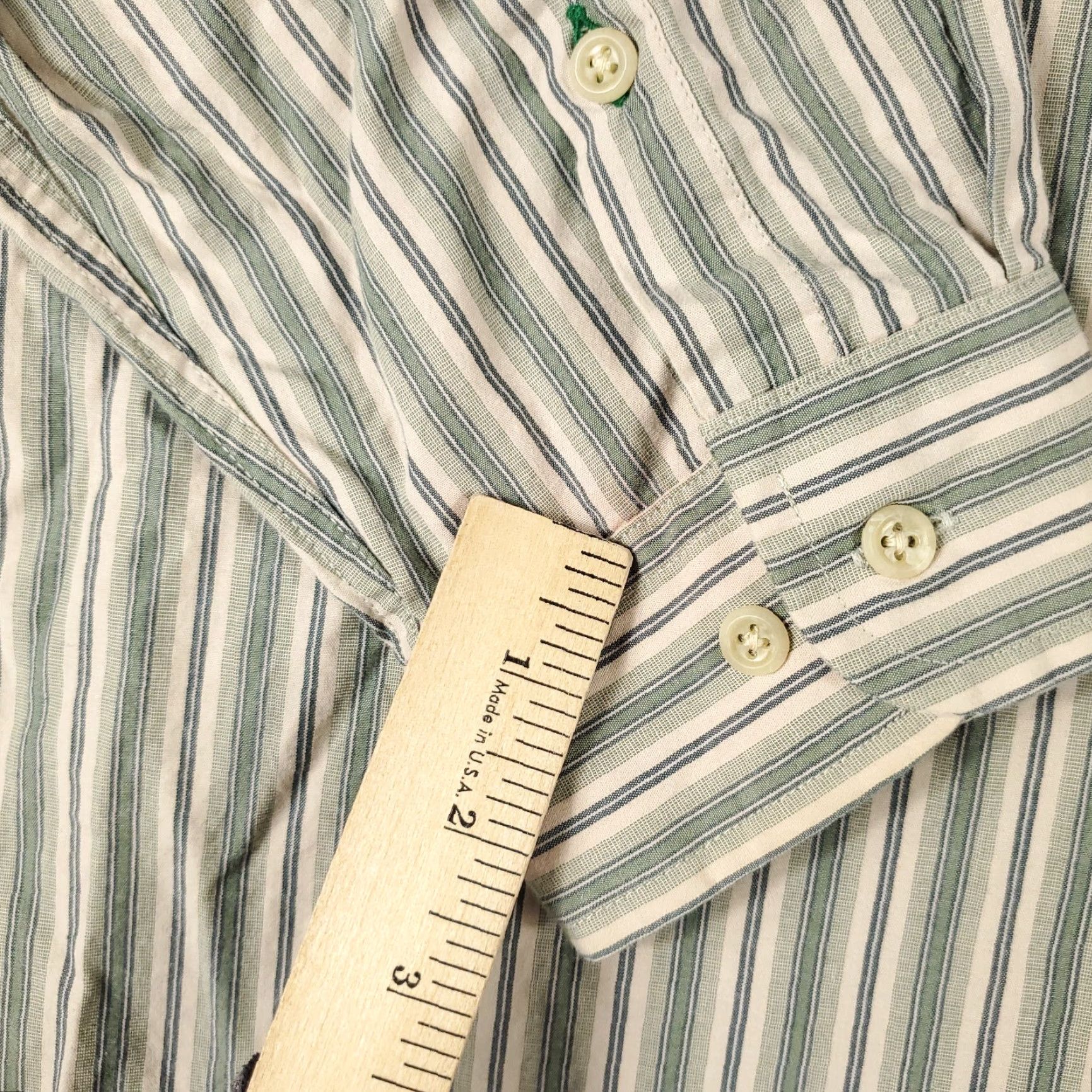 Tommy Hilfiger Tommy Hilfiger Shirt XL Beige Green Striped Button-Up Long Sleeve Stained Mens Size US XL / EU 56 / 4 - 5 Thumbnail