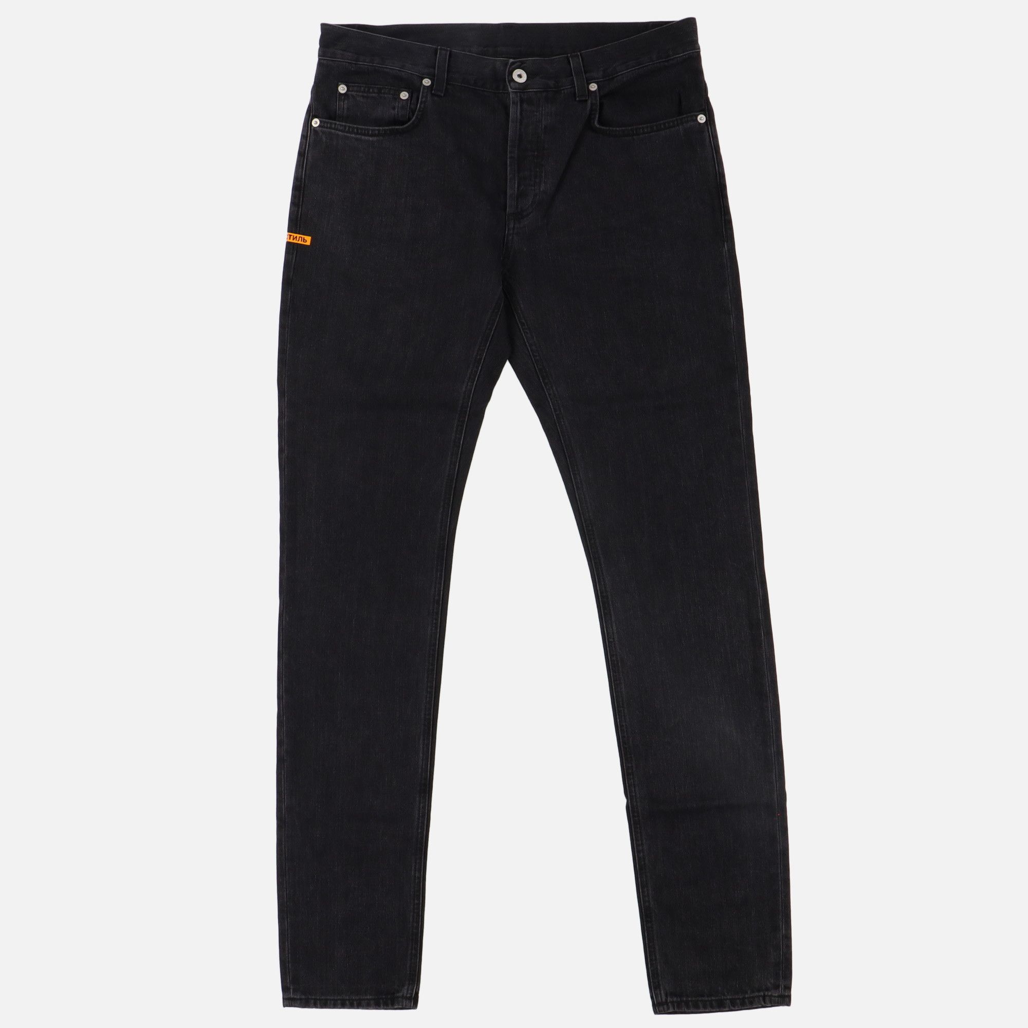 image of Heron Preston Black Skinny Stonewashed Jeans, Men's (Size 30)