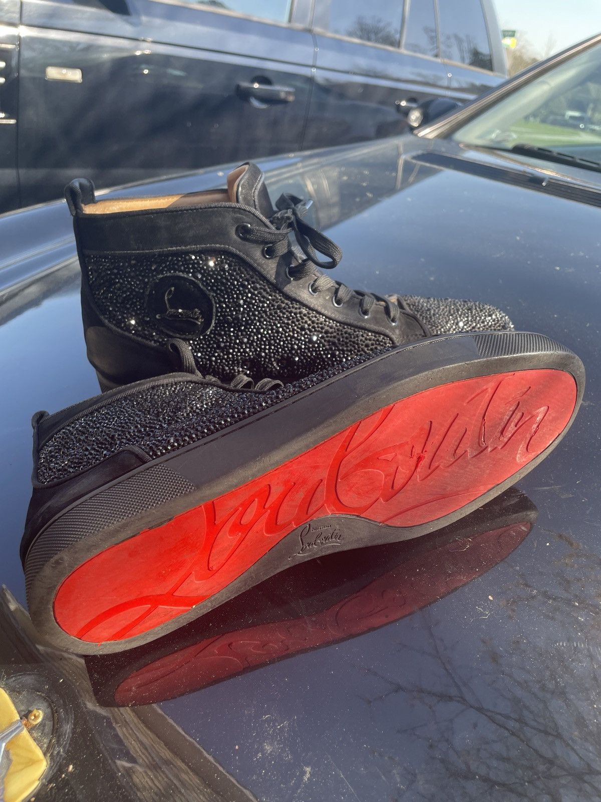 Christian Louboutin Christian Loboutin Louis Strass Flat Black Crystal Size US 11 / EU 44 - 1 Thumbnail