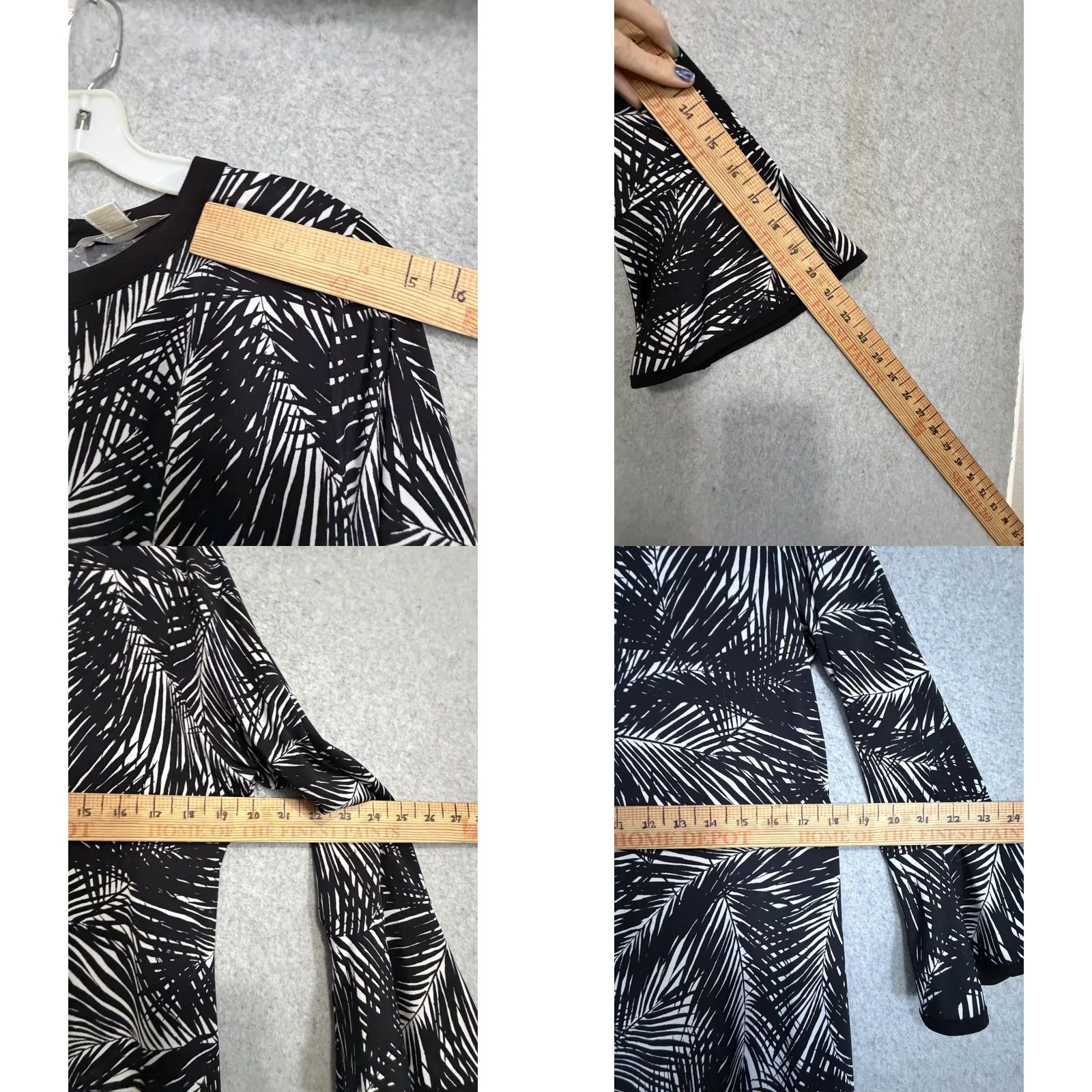 Vintage MICHAEL Michael Kors Dress Womens L Black Tropical Floral Bell Sleeve Jersey Size L / US 10 / IT 46 - 8 Thumbnail