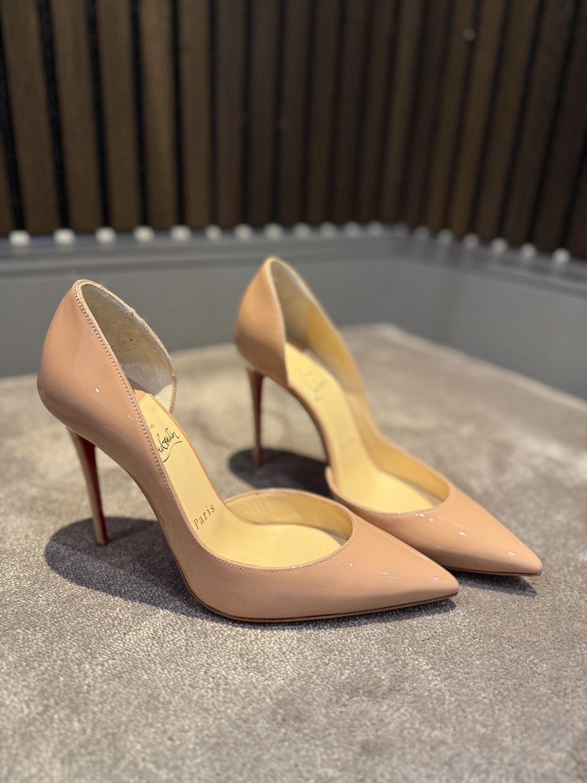 Christian Louboutin Christian Louboutin Iriza 100mm patent nude pumps Size US 7 / IT 37 - 2 Thumbnail