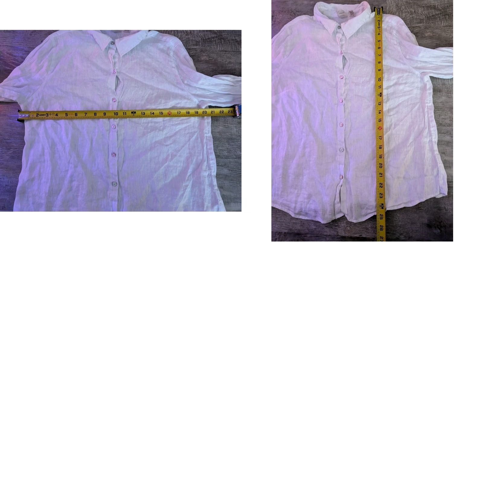 Joie Joie 100% Linen Button Down Blouse Shirt White Long Sleeve Size Large EUC Size L / US 10 / IT 46 - 8 Thumbnail
