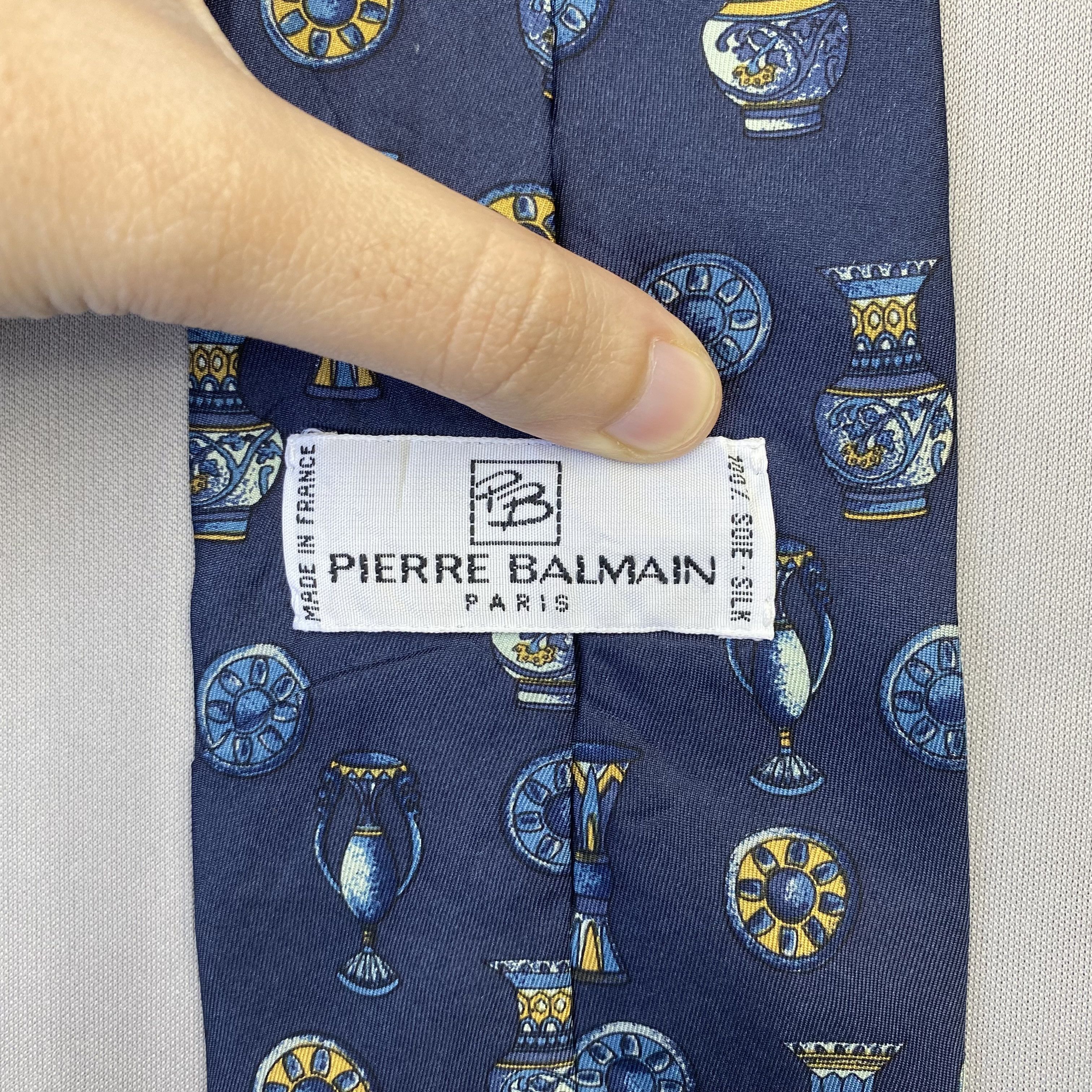 Japanese Brand Vintage Pierre Balmain SILK Necktie Cravate Pure Silk Size ONE SIZE - 7 Thumbnail