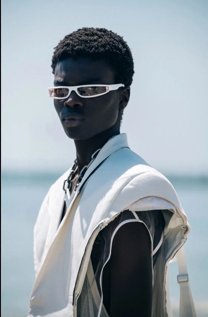 image of Rick Owens New | Ss22 Fogachine Runway „Fog“ Sunglasses White/pink, Men's