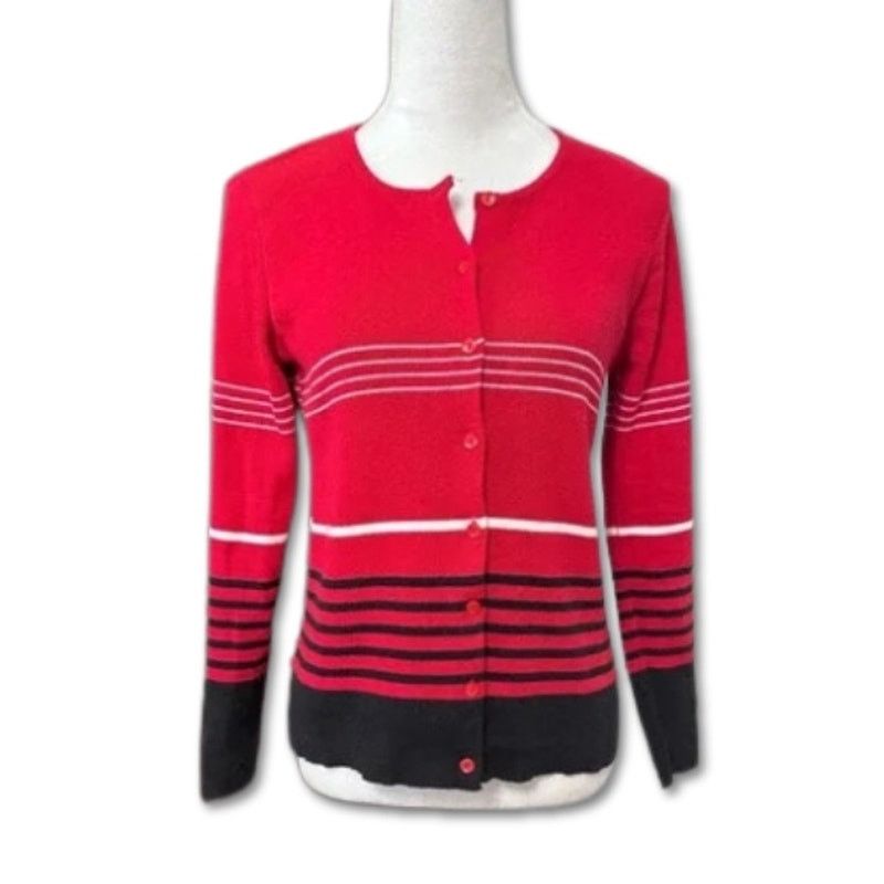 Other Rafaella Cardigan Sweater Button Front Striped Red W S Size S / US 4 / IT 40 - 1 Thumbnail