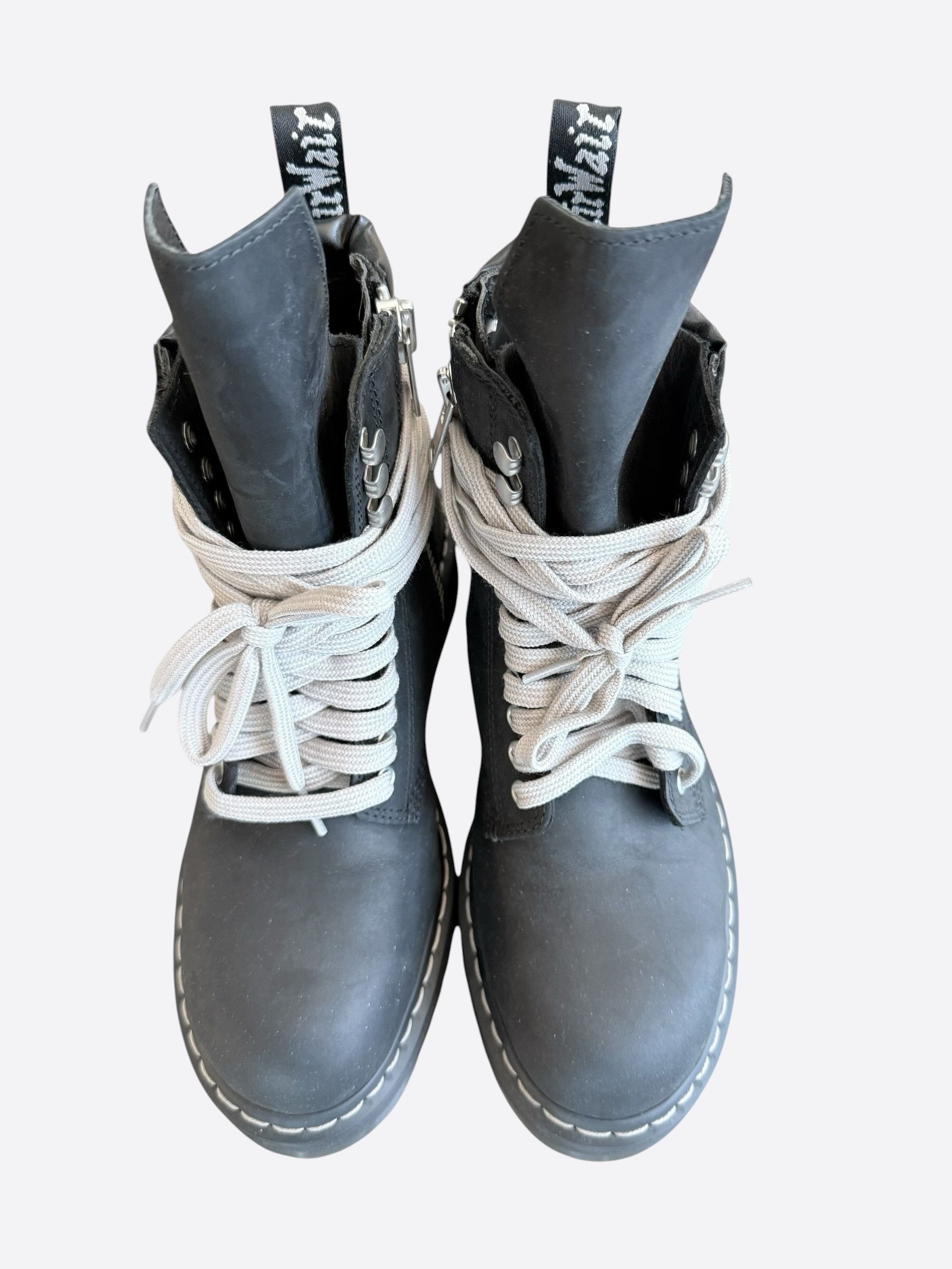Rick Owens Dr. Martens Black Quad Sole Steel Toe Combat Boots Size US 8 / EU 41 - 2 Thumbnail