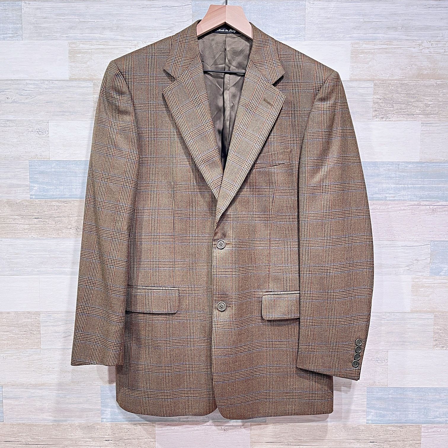 Barneys New York Barneys New York Wool Tweed Sport Coat Brown Plaid Mens 38R Size 38R - 1 Thumbnail
