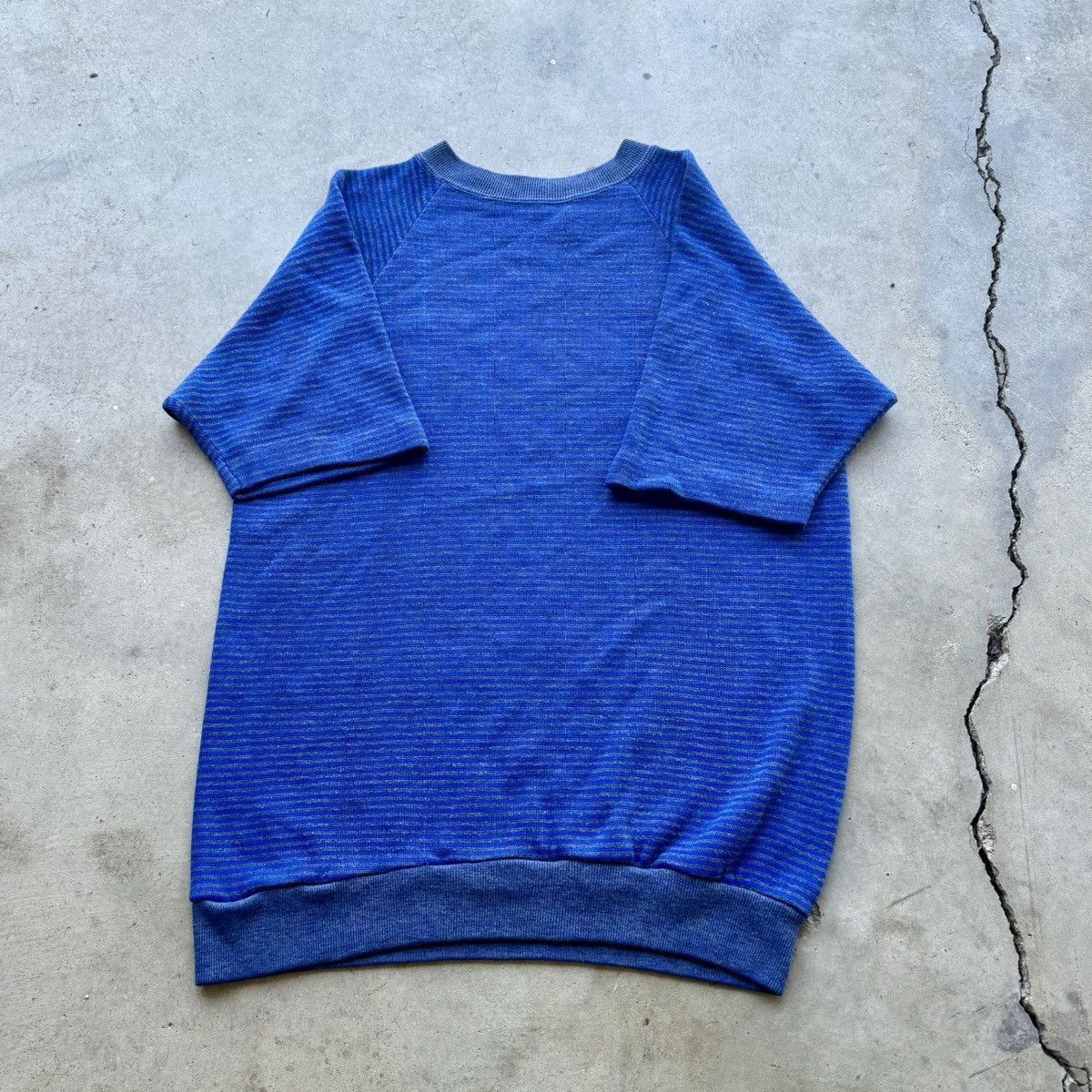 Sears VINTAGE BLUE STRIPED ACRYLIC 60s TEE! Size US L / EU 52-54 / 3 - 1 Thumbnail