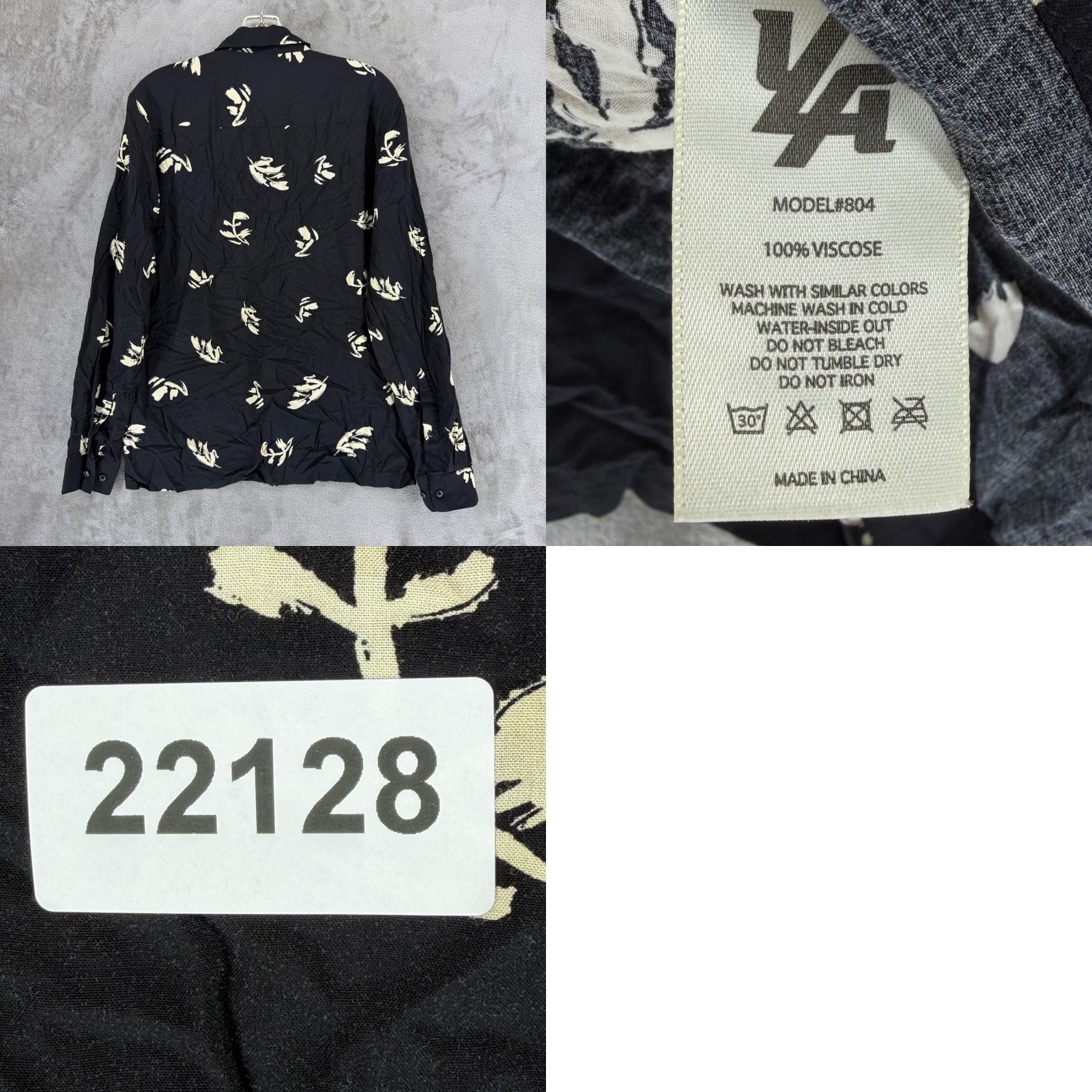 YoungLA YoungLA 804 Black Cream Abstract Leaf Print Button-Up Shirt L Mens Long Sleeve Button Front Collared Casual Streetwear Modern Size US L / EU 52-54 / 3 - 8 Thumbnail