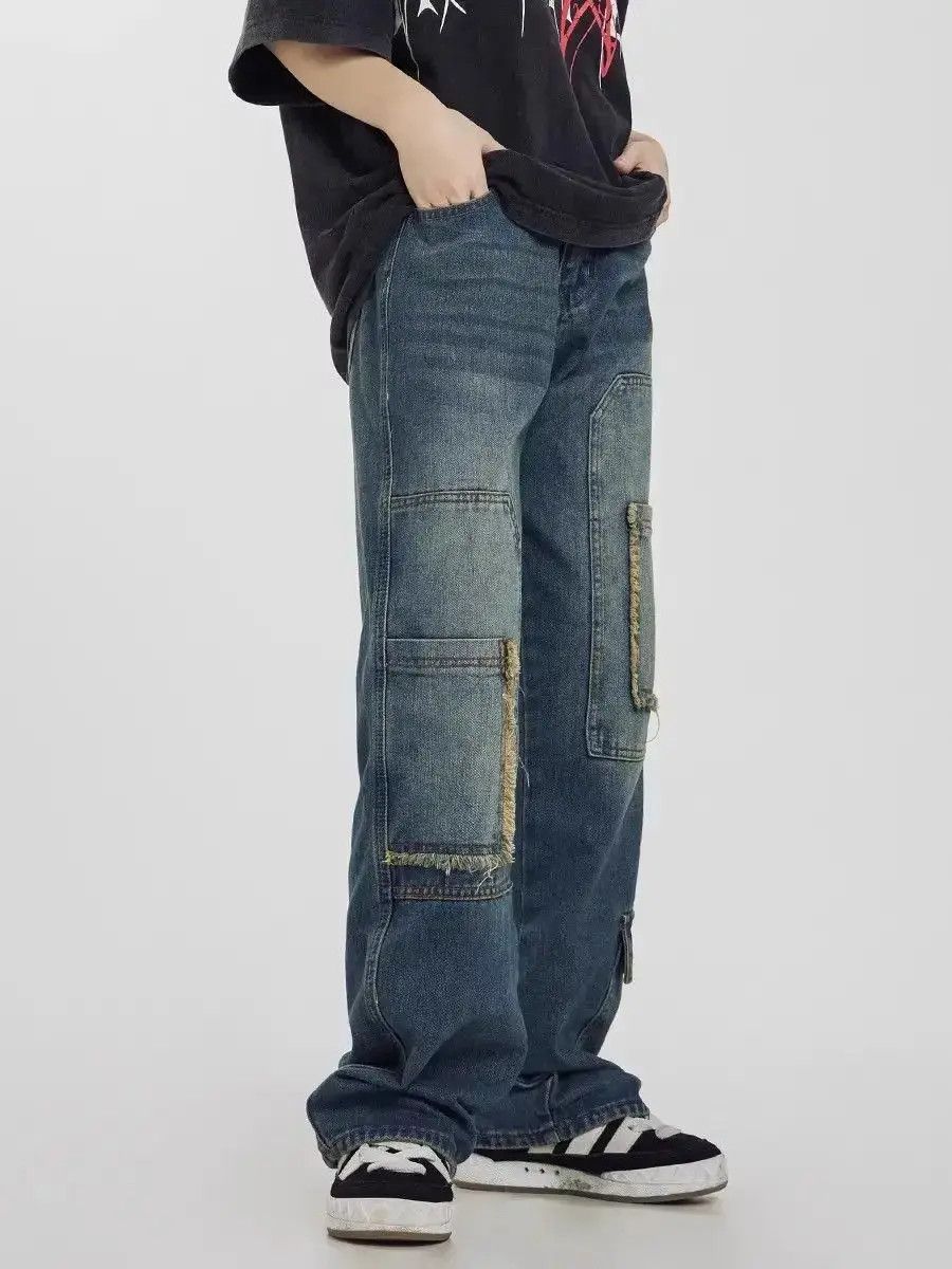 Japanese Brand Retro washed patchwork jeans Size US 32 / EU 48 - 3 Thumbnail