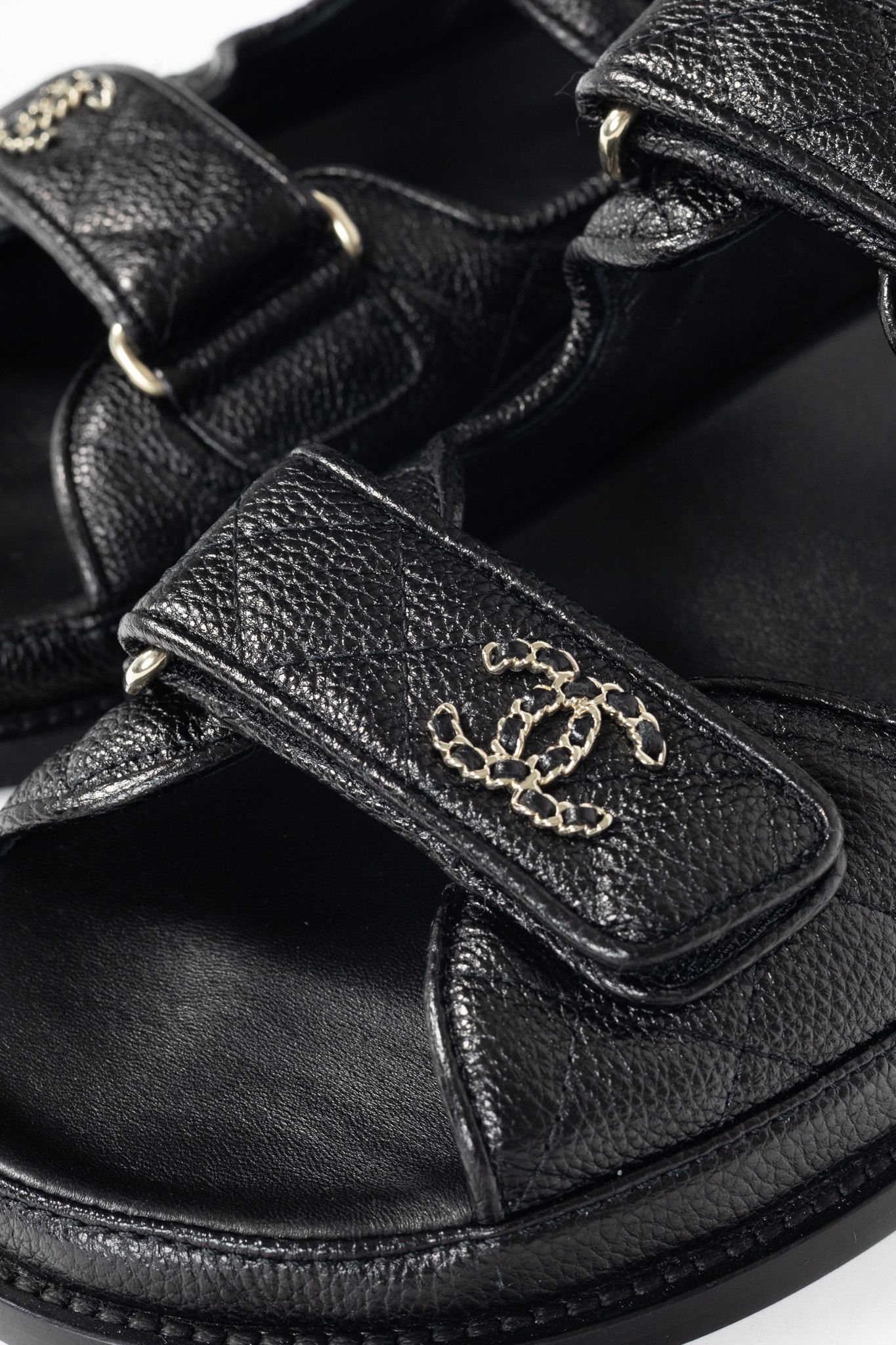Chanel Chanel Black Caviar Quilted CC Dad Sandals Size US 9 / IT 39 - 8 Thumbnail