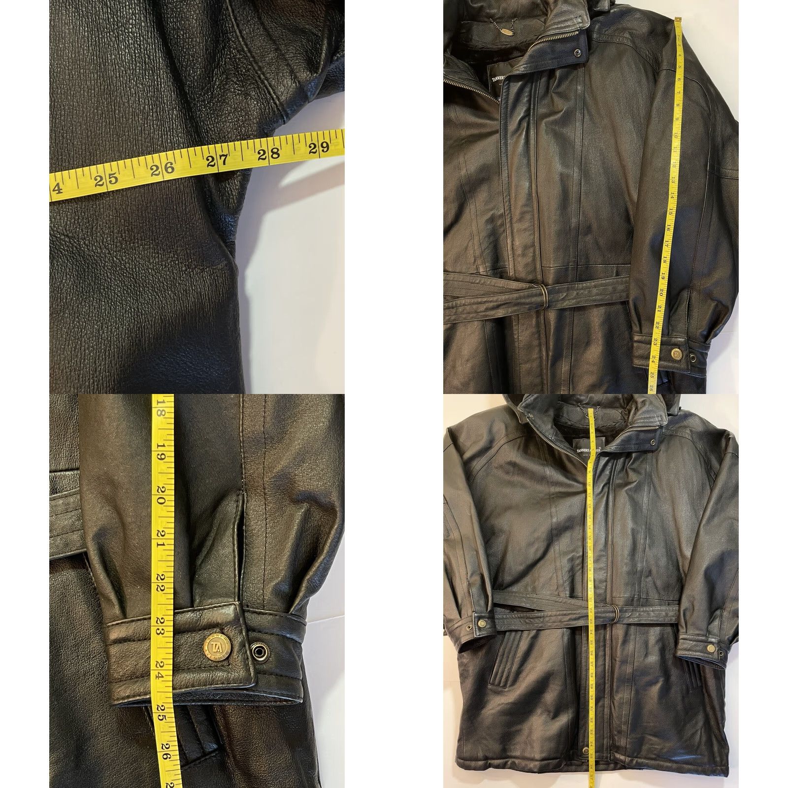Vintage VINTAGE Tanner Avenue Leather Bomber Jacket - Men - XL - Black Fur-Lined Hooded Flight Coat - 90s USA Theme, Winter Warmth, Zip Closure Size US XL / EU 56 / 4 - 8 Thumbnail