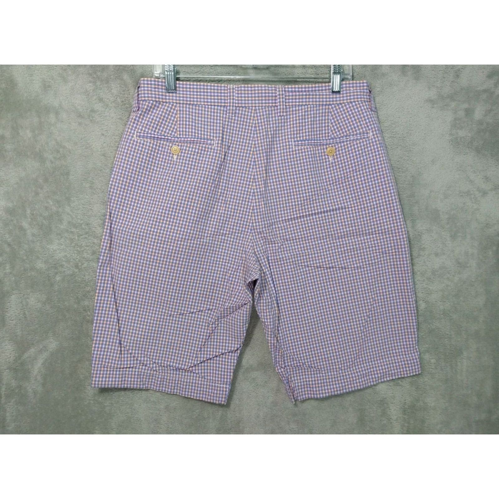 J.Crew J.CREW Shorts Mens 33 x 10 Blue Plaid Rivington Chino Cotton Flat Front Preppy Casual Vintage No Size US 33 - 2 Thumbnail