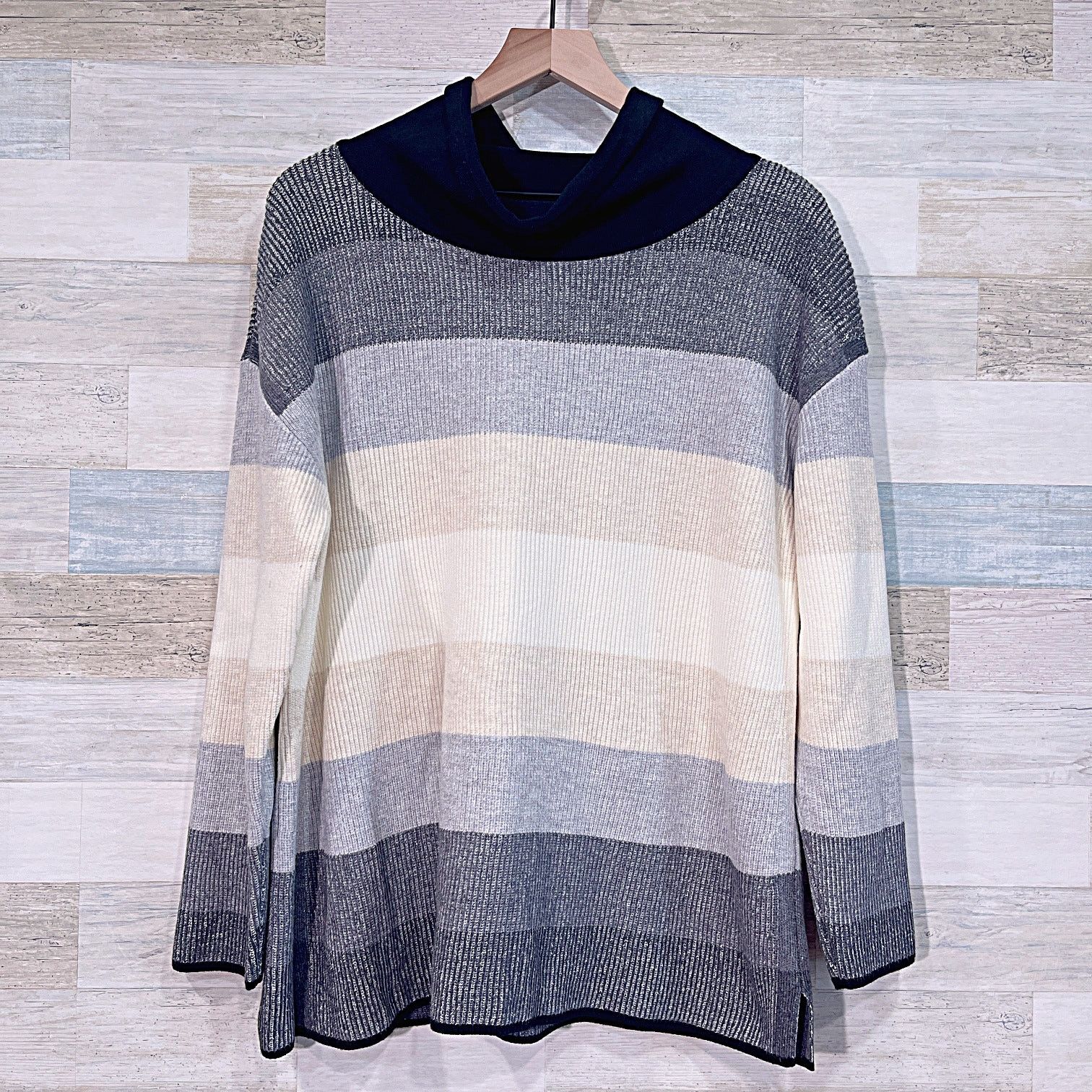 Other Talbots Striped Turtleneck Thermal Sweater Womens XLP Size XL / US 12-14 / IT 48-50 - 2 Thumbnail