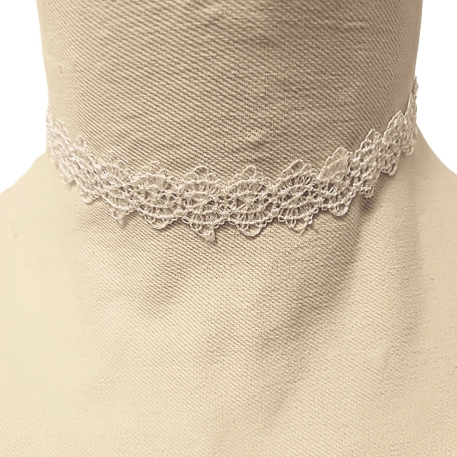Other Eyelet Lace Choker Necklace WHITE Wedding Bridal Romantic Size ONE SIZE - 6 Thumbnail