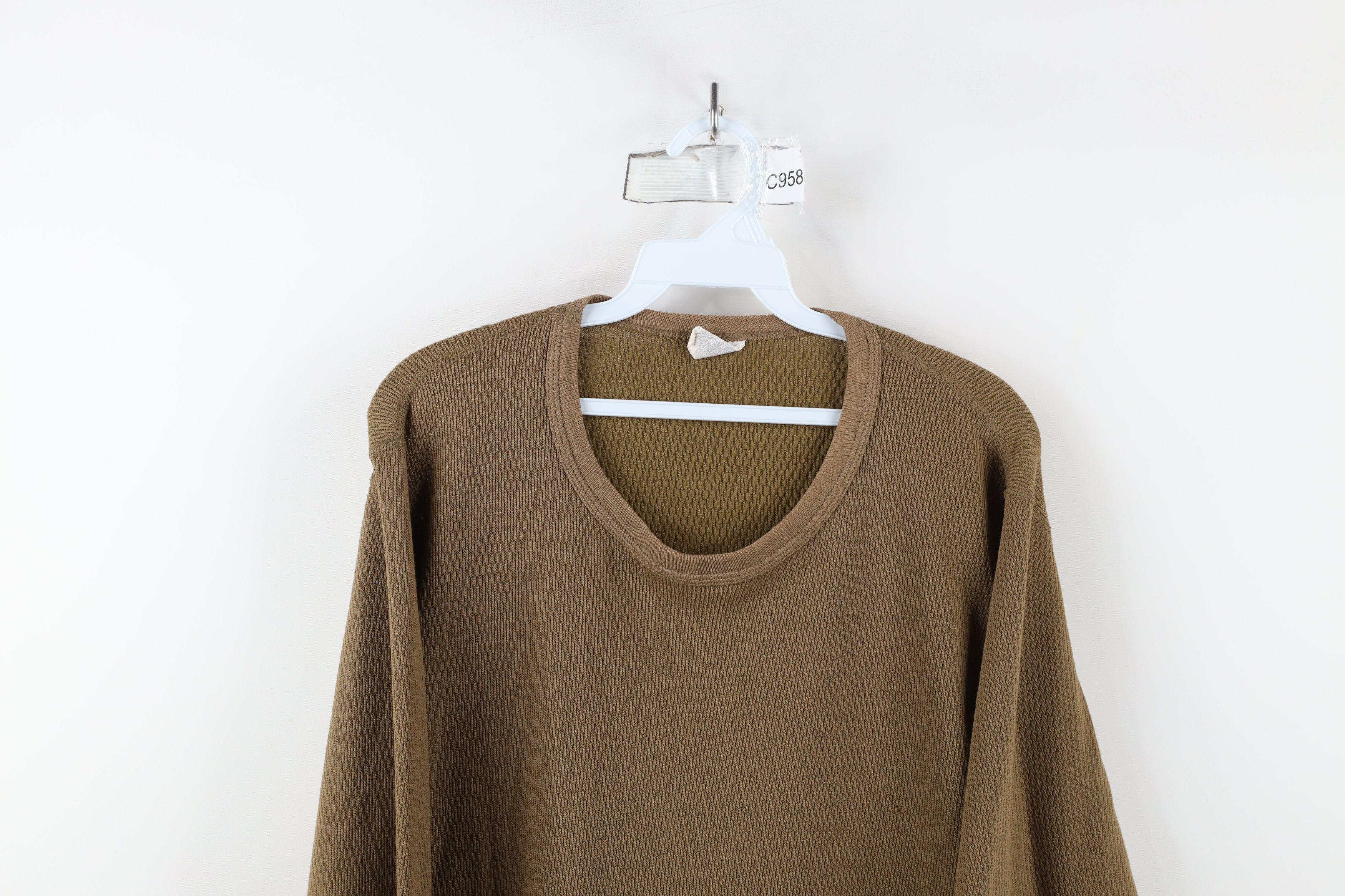 Vintage Vintage 90s Streetwear Thermal Waffle Knit T-Shirt Brown USA Size US XL / EU 56 / 4 - 2 Thumbnail
