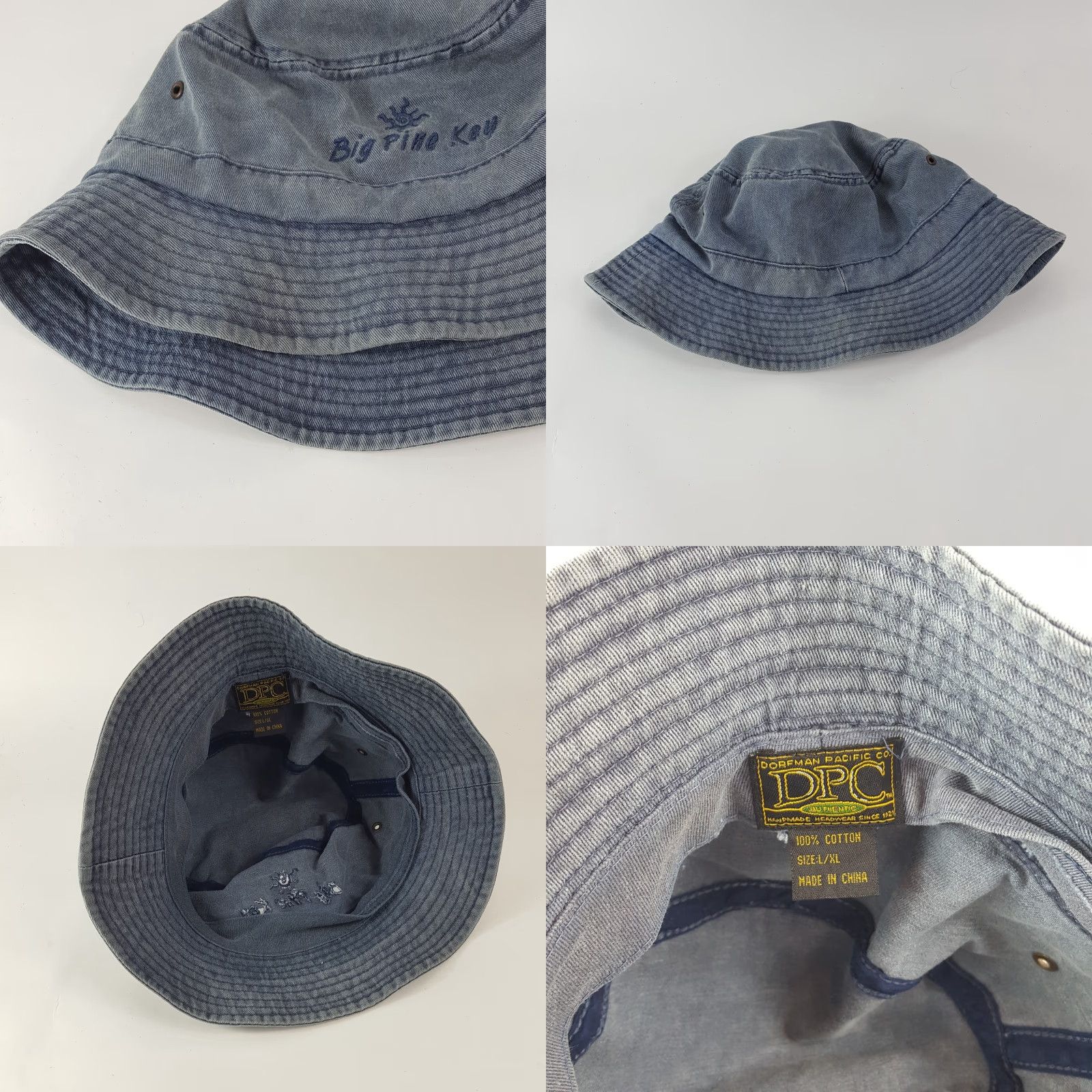Vintage VINTAGE Dpc Big Pine Key Island Denim Bucket Hat One Size Blue Retro 90s Outdoor Mens Size US 35 - 8 Thumbnail