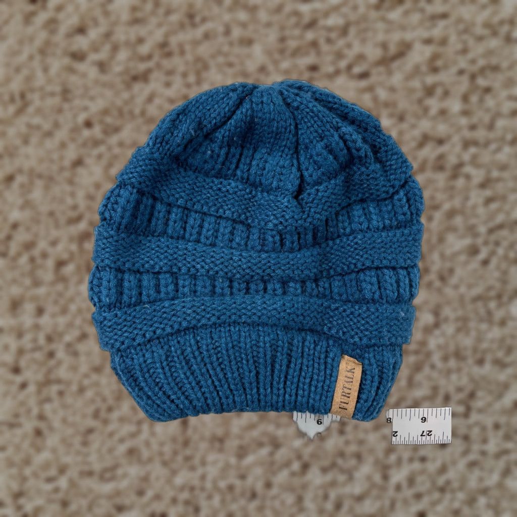 Vintage Furtalk Beanie Hat/Toque Womens One Size Blue Knit 100% Acrylic Lined Ski Size ONE SIZE - 1 Thumbnail