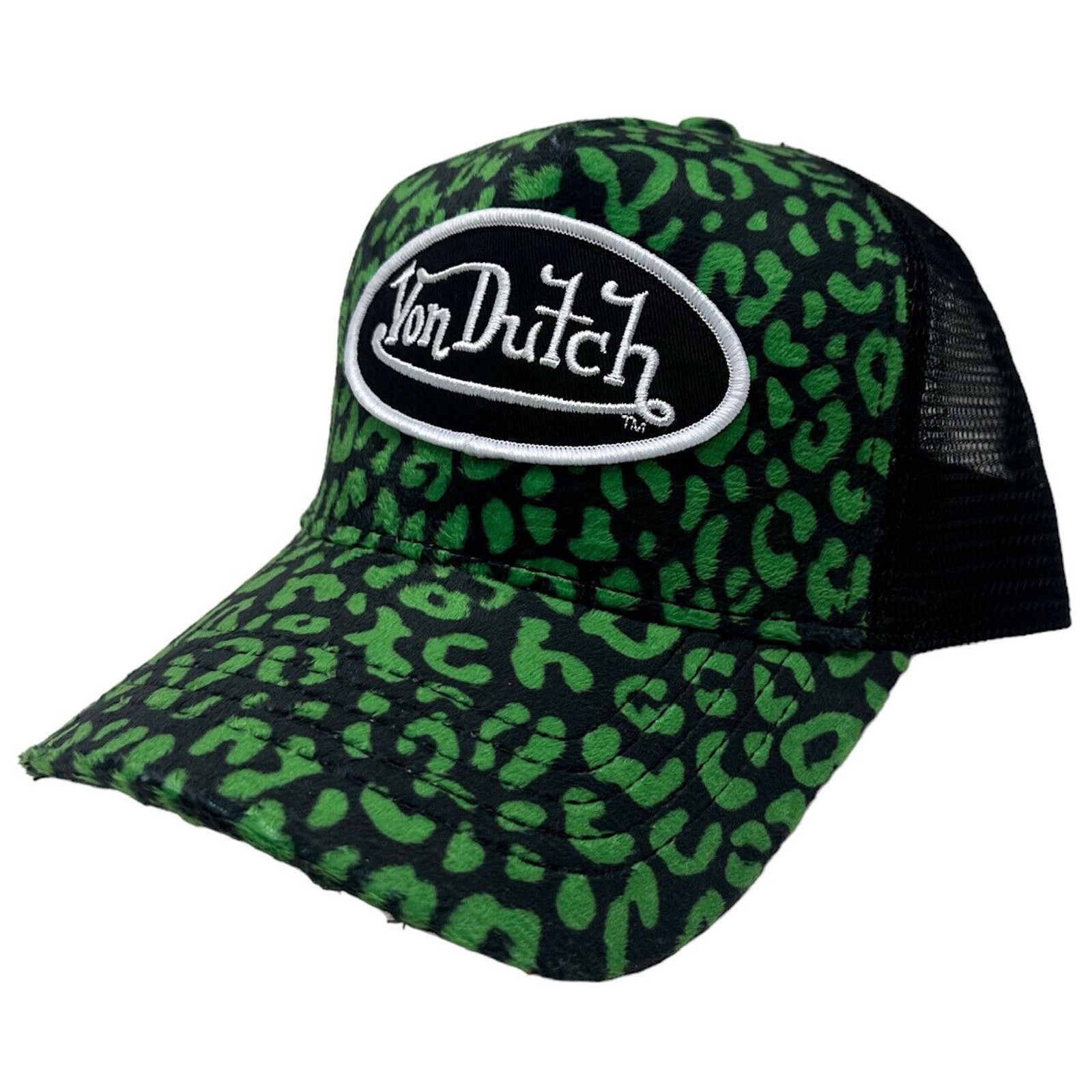 Von Dutch Von Dutch Trucker Hat Lime Green Cheetah Velvet 