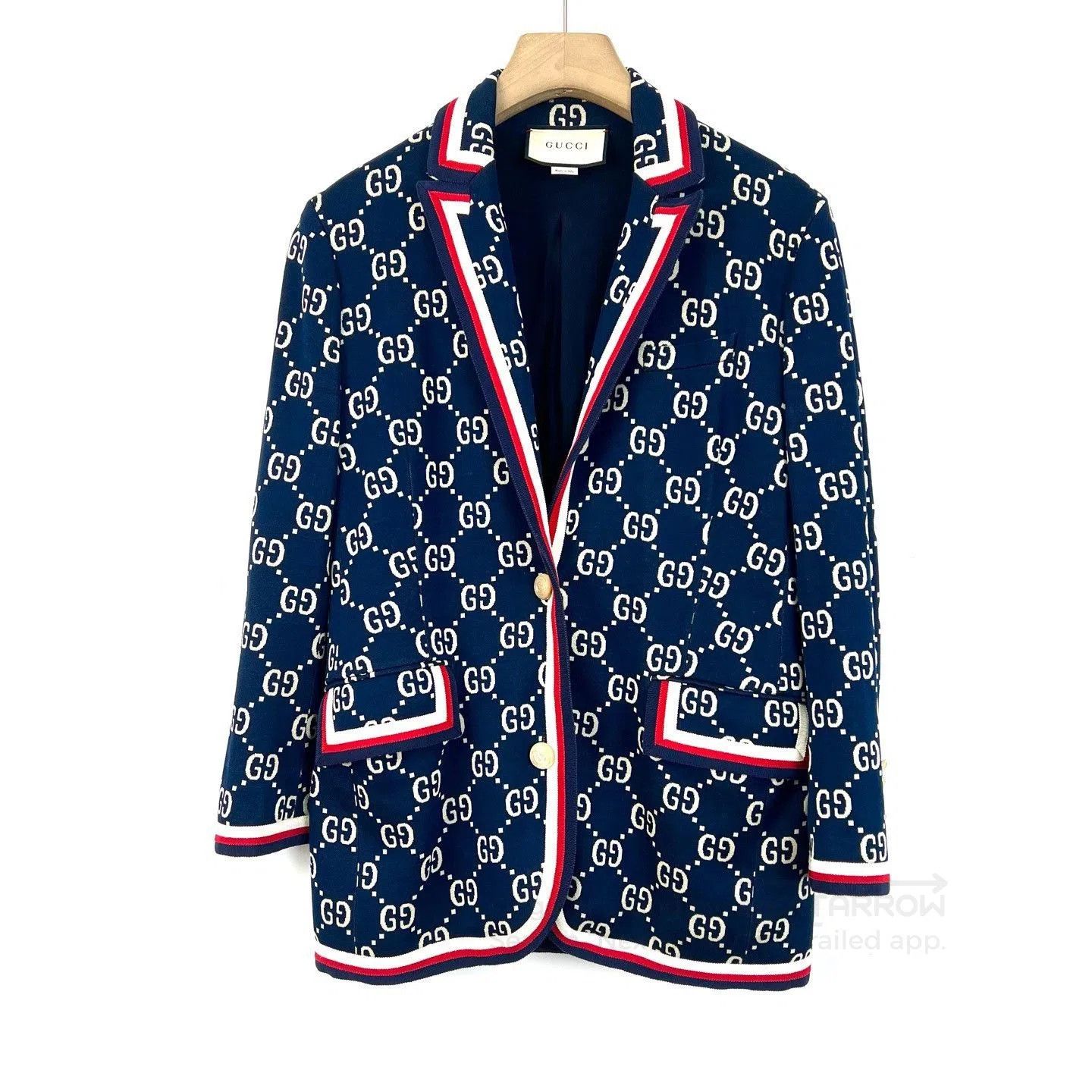 Gucci Gucci Navy Blue Double G Stripe Jersey Blazer M. Size US M / EU 48-50 / 2 - 1 Thumbnail
