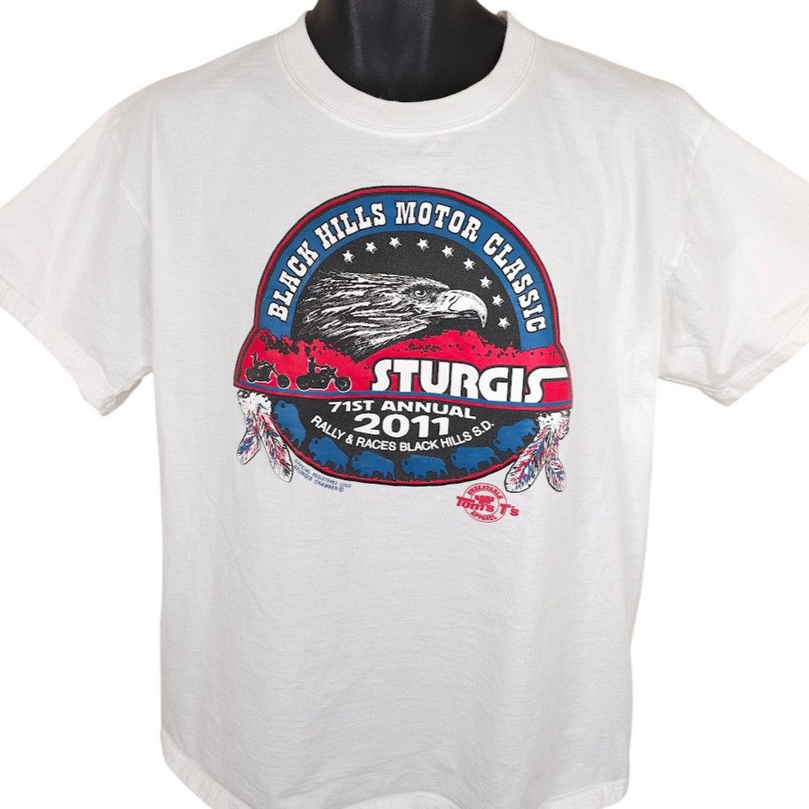 Hanes Sturgis T Shirt Mens Size Large White 2011 Black Hills Rally Size US L / EU 52-54 / 3 - 2 Thumbnail