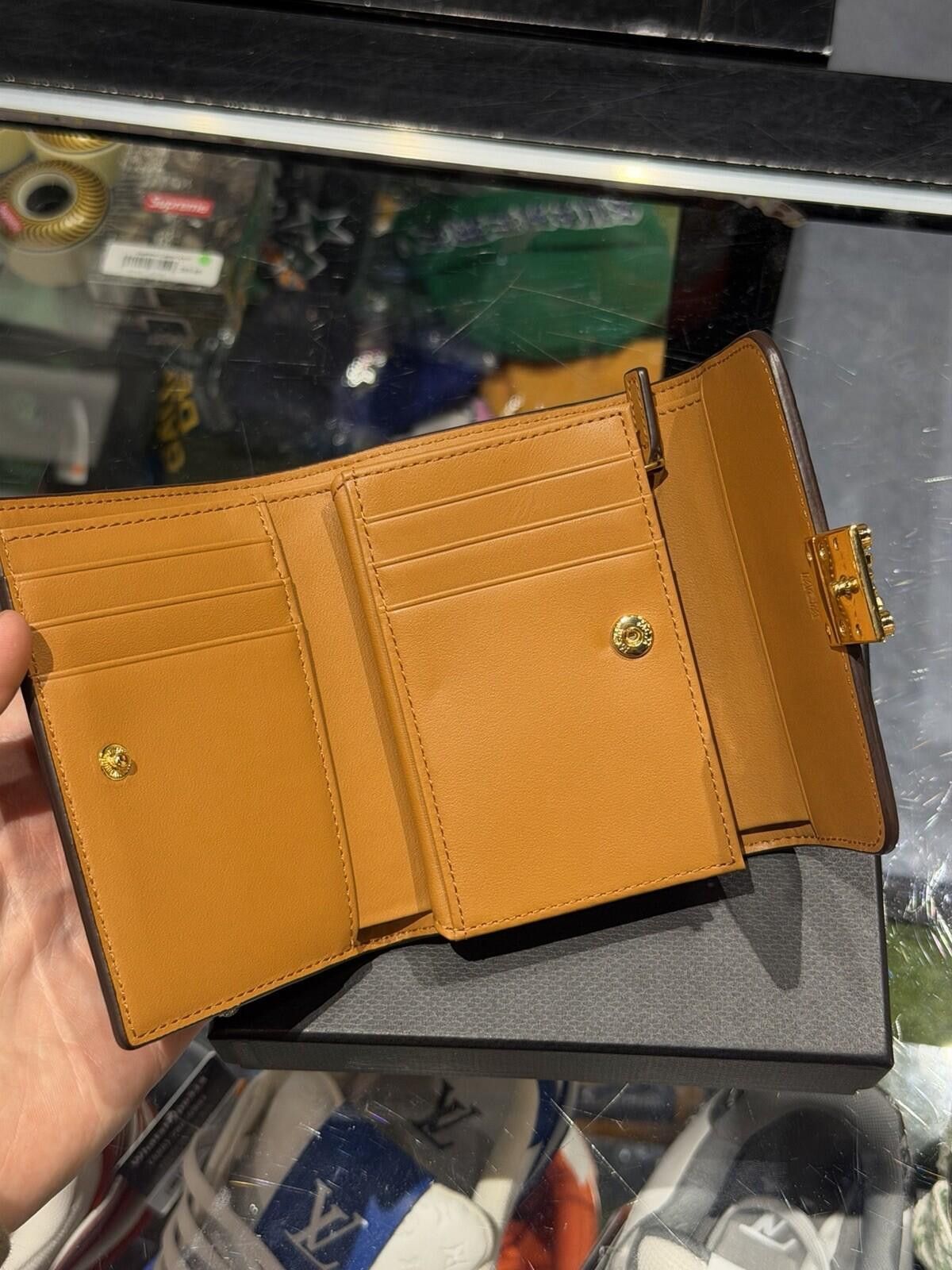MCM MCM Visetos Tri-fold Leather Wallet Camel Monogram Women Size ONE SIZE - 10 Thumbnail