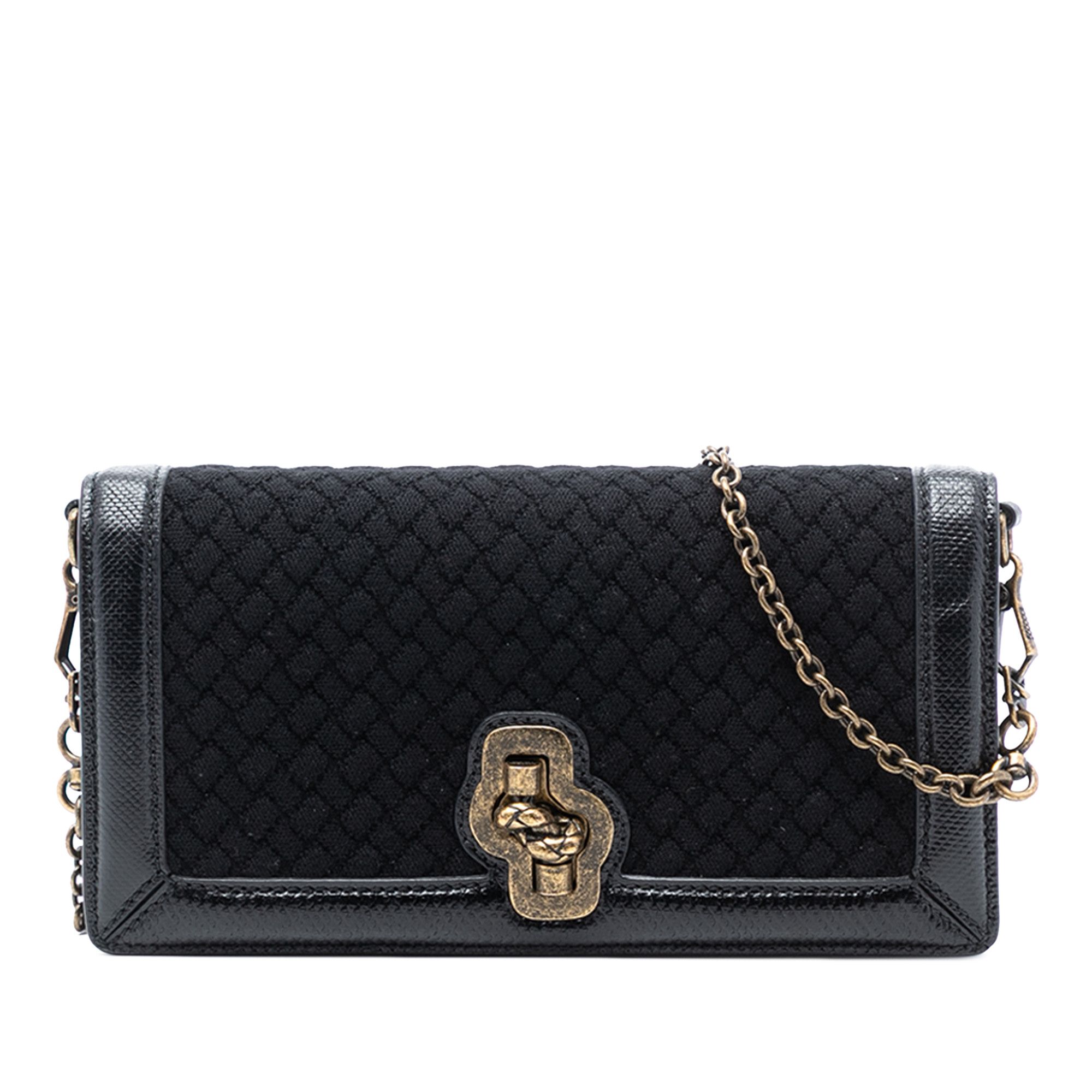 Bottega Veneta Bottega Veneta Karung Trimmed Knit Intrecciato Knot Clutch On Chain Size ONE SIZE - 1 Thumbnail