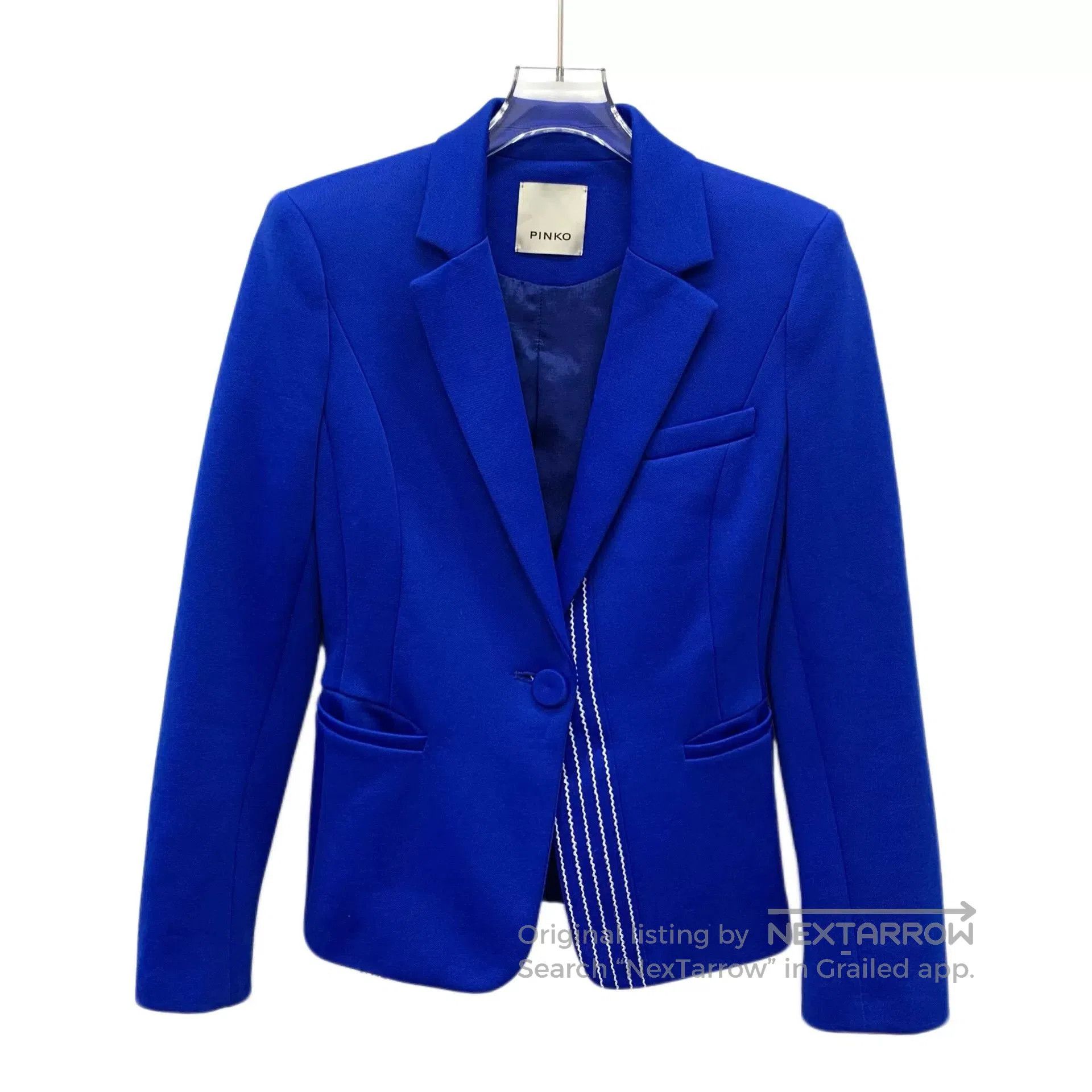 Pinko Pinko Dark Blue Cotton Lapel Single-Button Blazer. Size S / US 4 / IT 40 - 1 Thumbnail