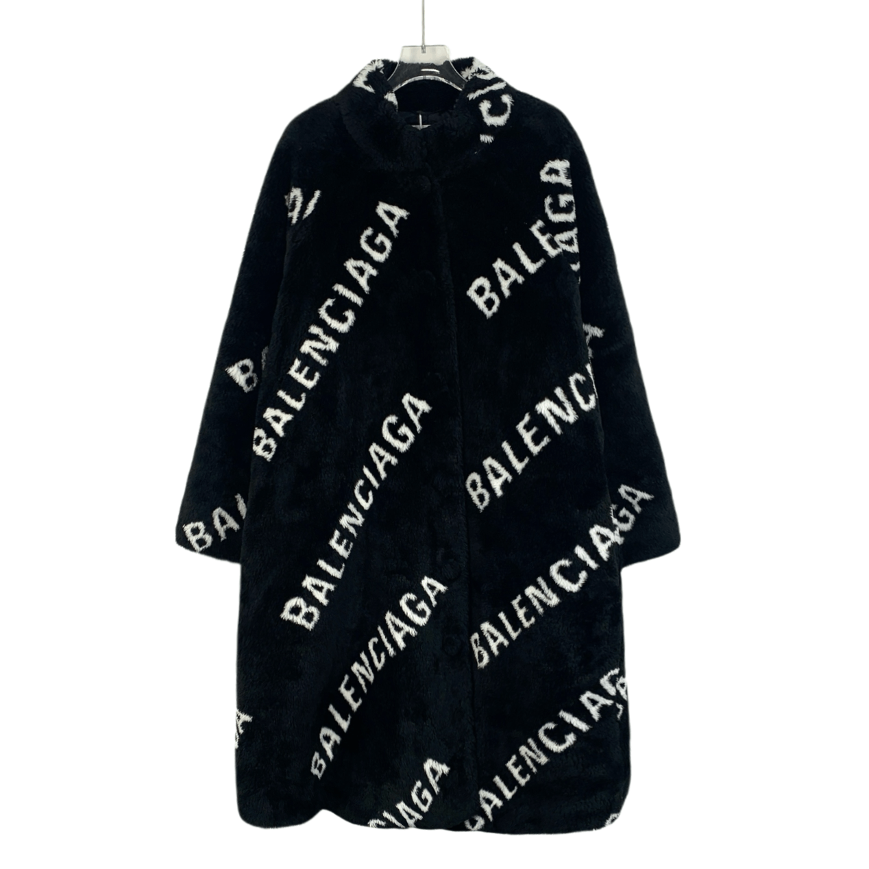 Balenciaga Balenciaga Logo Overcoat Black Allover Print (Size XXS) Size XXS / US 00 / IT 34 - 1 Thumbnail