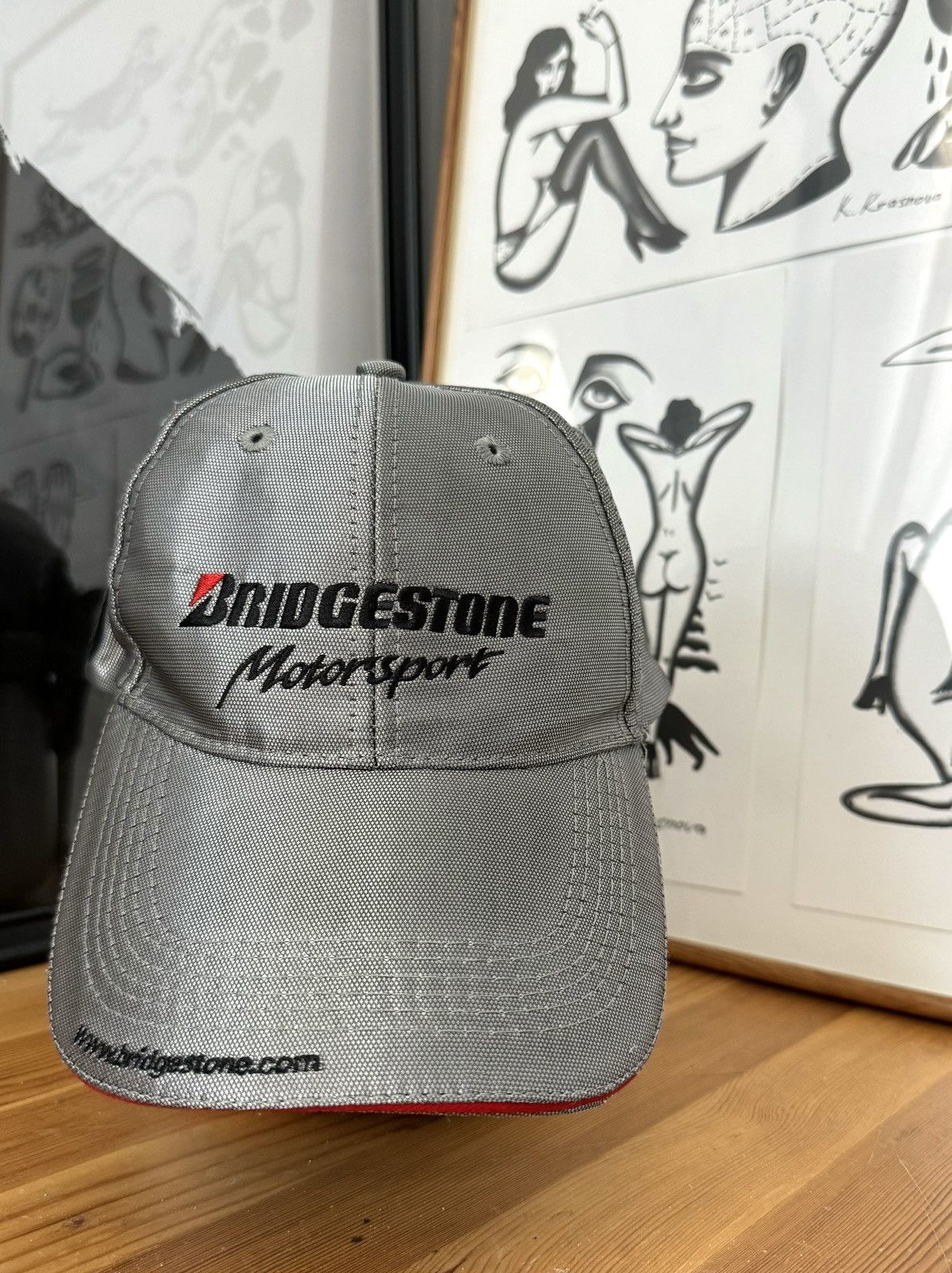 Vintage Vintage Bridgestone Motorsport Racing Silver Grey Cap Hat Size ONE SIZE - 1 Thumbnail