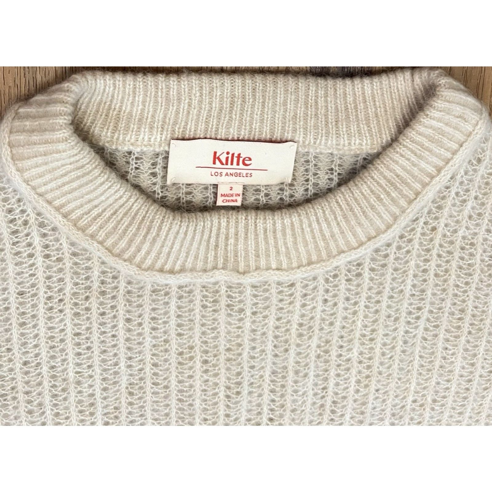 Vintage Kilte Los Angeles Sweater Open Knit Beige Cashmere/Alpaca/Silk S Women Pullover Open-Knit Angel 90s Size S / US 4 / IT 40 - 4 Thumbnail