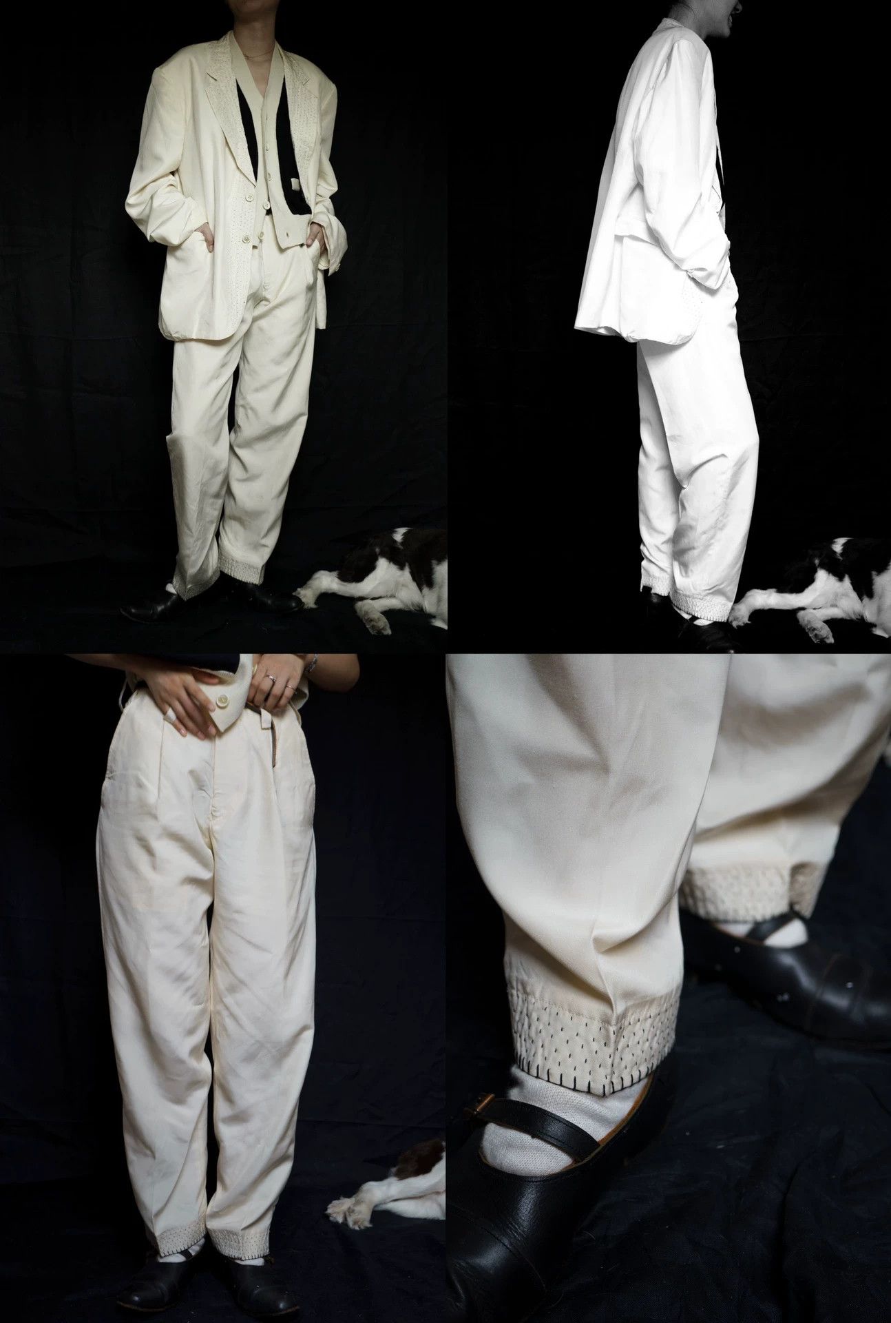 Yohji Yamamoto Yohji Yamamoto 1995ss Bukowski Sashiko Silk Suit (M-L) Size US M / EU 48-50 / 2 - 5 Thumbnail