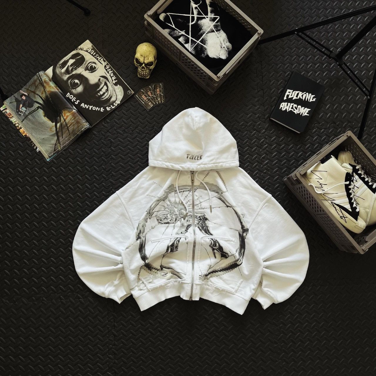 ZIP UP HOODIE RACER WORLDWIDE APHEX TWIN STYLE LOGO JESSICA