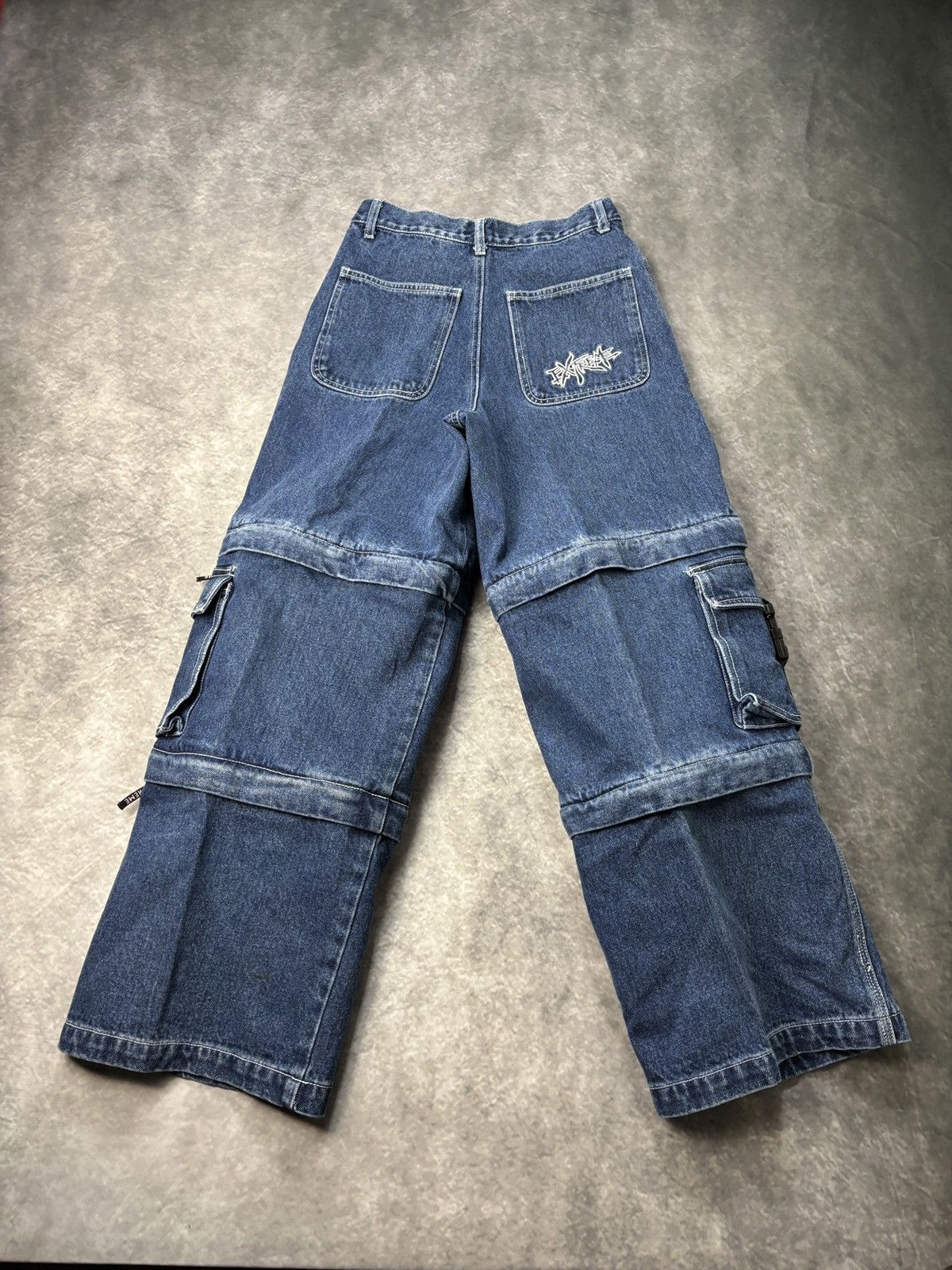 JNCO × Southpole × Vintage 1990s Extreme Zone Denim Cargo Pants Vintage Rave Jorts Zip Size 26" / US 2 / IT 38 - 21 Thumbnail