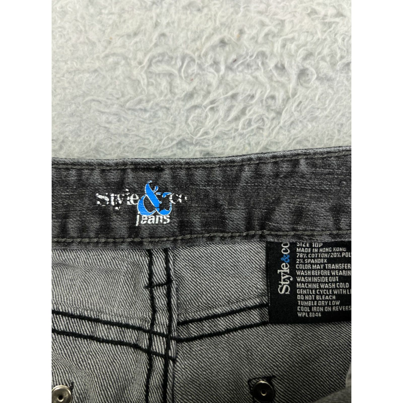 Vintage Style&co Jeans Womens 10P Black Denim Bootcut 28x27 5-Pocket Embroidered Logo Cotton Stretch Regular Petite Moderate Wash Mens? Size 32" / US 10 / IT 46 - 6 Thumbnail