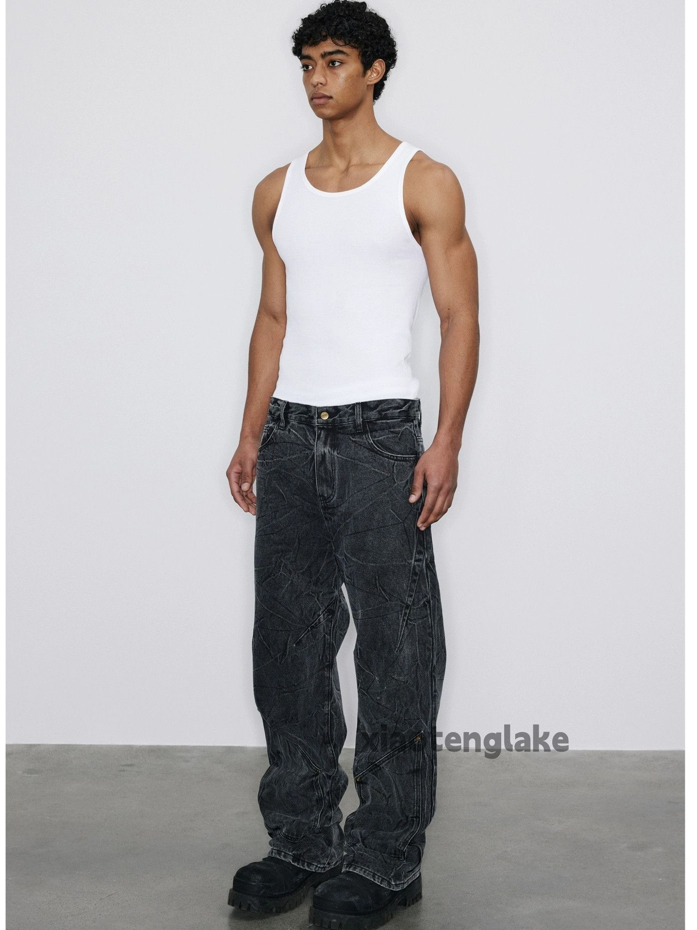 Jean × Vintage loose baggy washed faded y2k pattern hiphop jeans Size US 34 / EU 50 - 8 Thumbnail