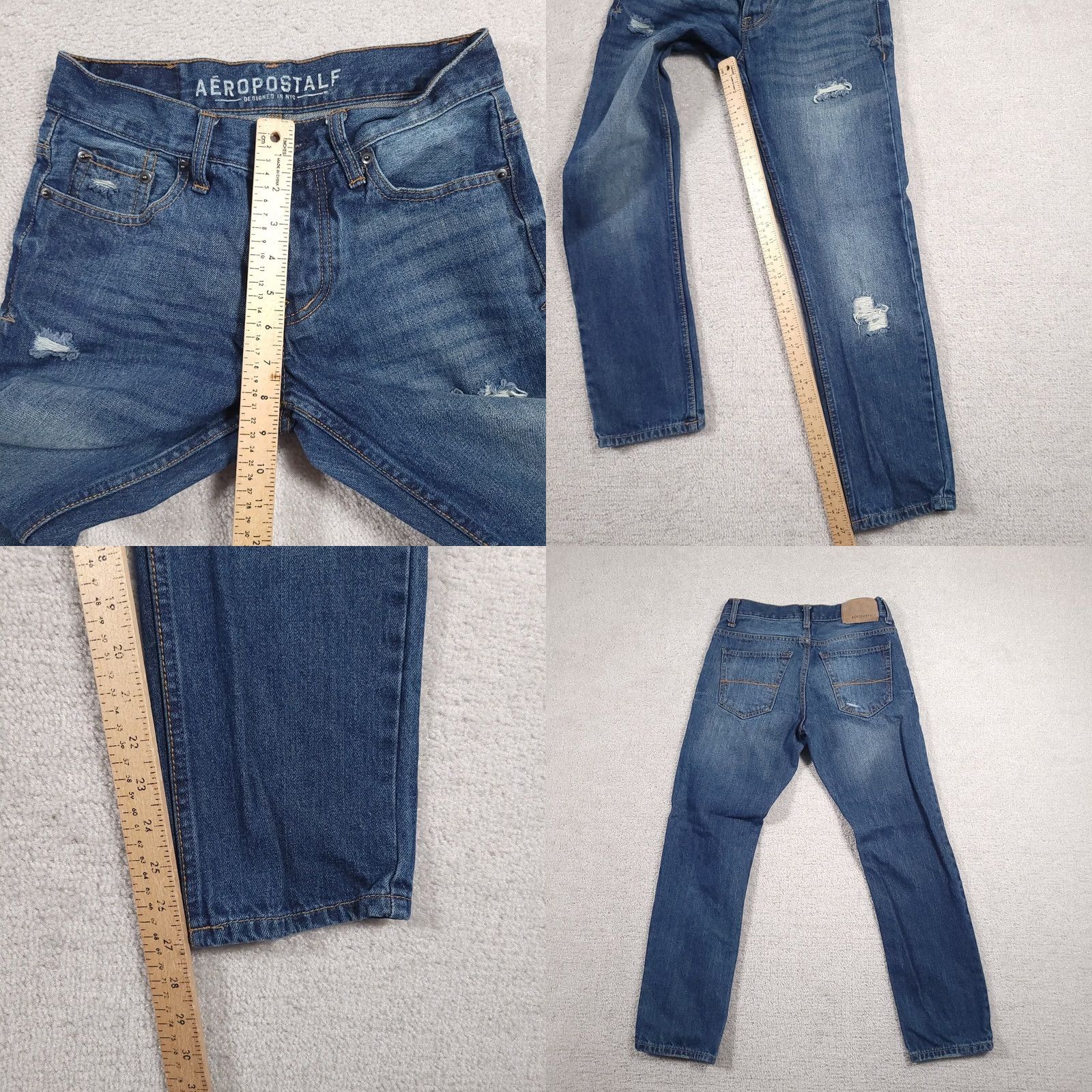 Vintage Aéropostale Jeans Slim Straight Denim 28/28 Distressed Button Fly Boys Mens Sized 28 Blue Denim Shirt? Size US 28 / EU 44 - 8 Thumbnail
