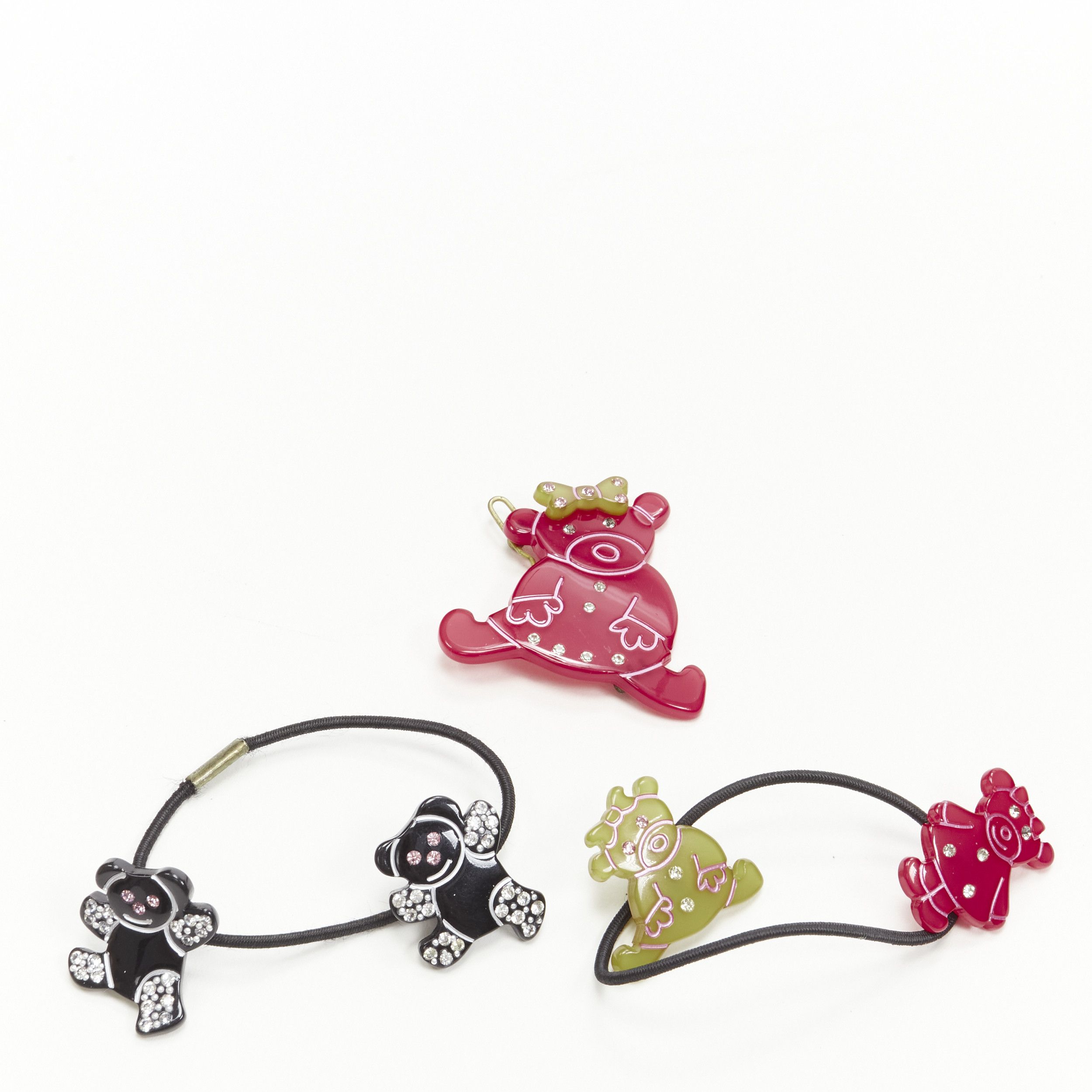 Other CHIC & MODE Alexandre Zouari red green black crystal teddy bear clip tie X3 Size ONE SIZE - 1 Thumbnail