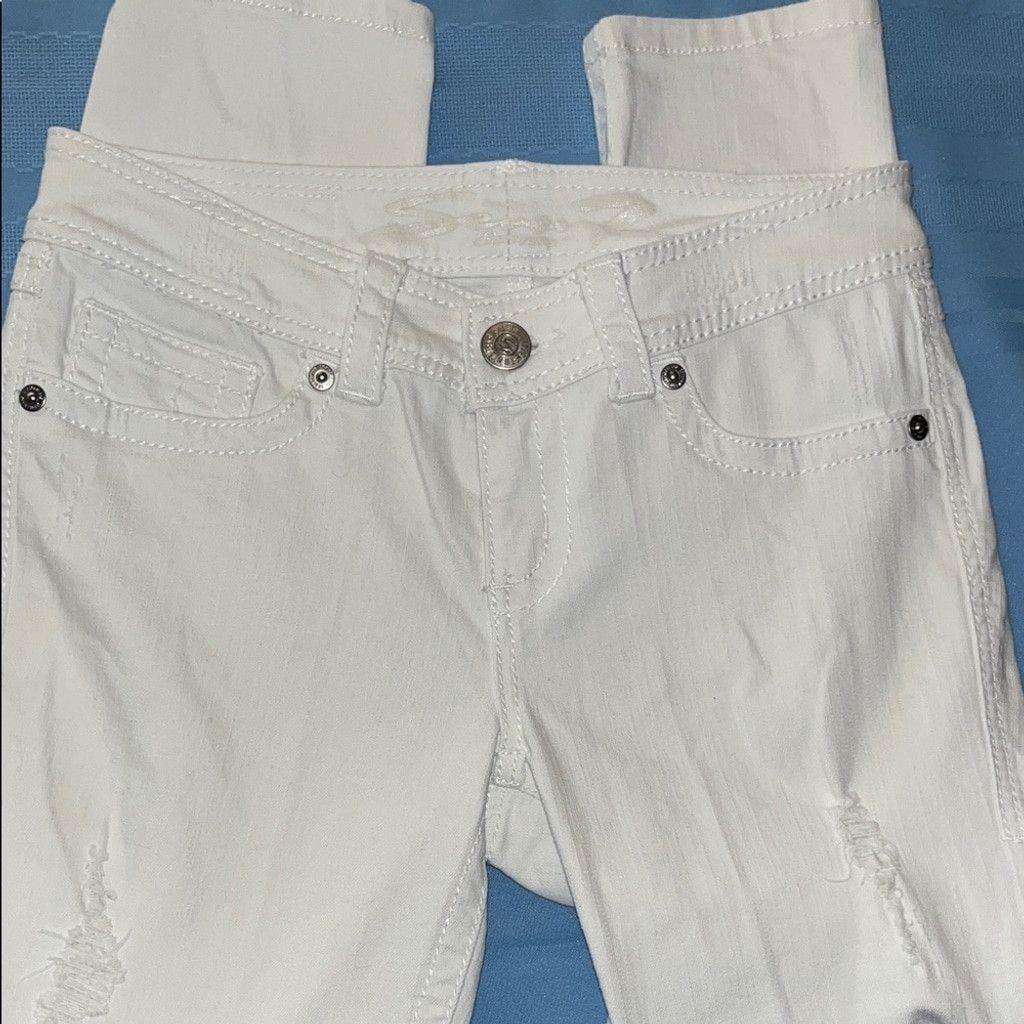 Seven 7 Seven 7 White Distressed Skinny Jeans Size 30" / US 8 / IT 44 - 1 Thumbnail