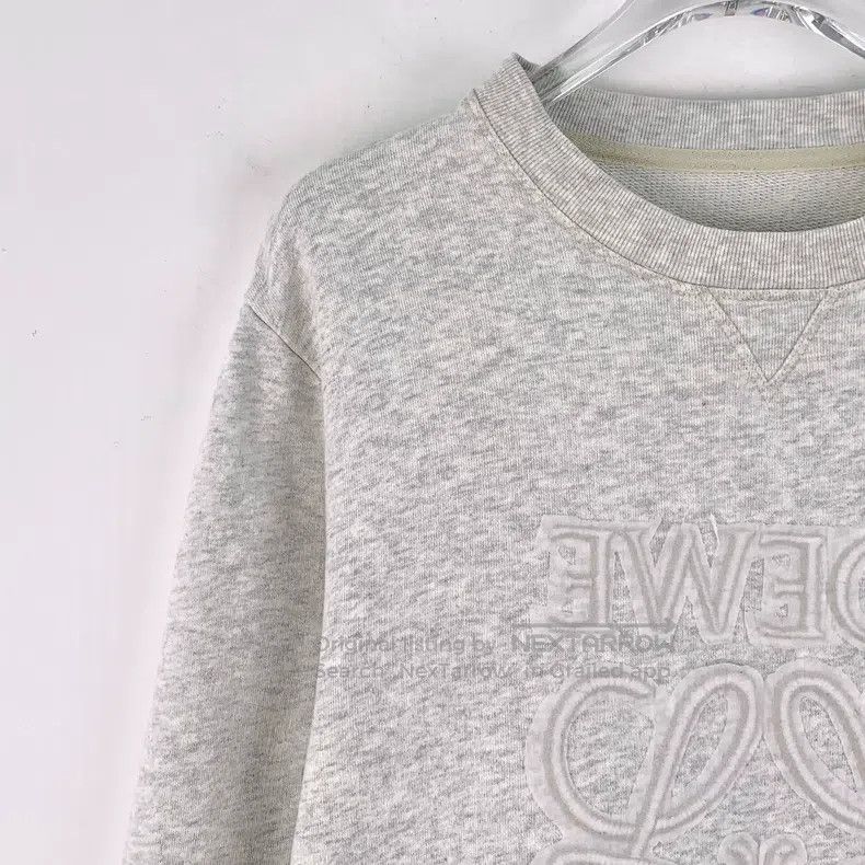 Loewe Loewe Heather Gray Logo Embroidered Cotton Crew Neck Long- Size M / US 6-8 / IT 42-44 - 3 Thumbnail