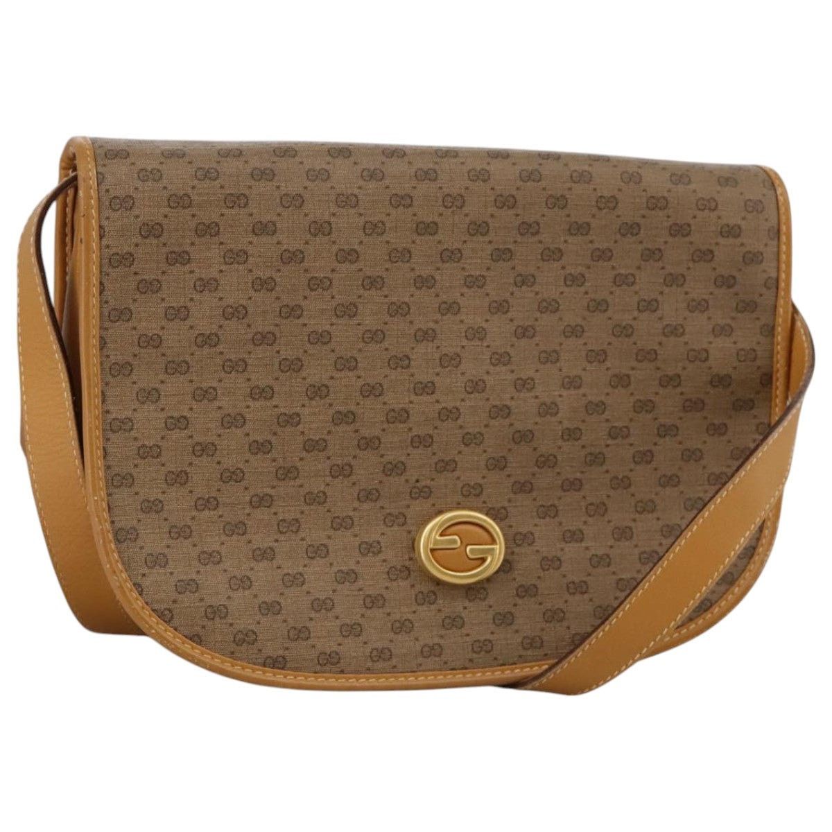 Gucci Micro GG Supreme Shoulder Bag Pvc Beige Brown Gold, Women's