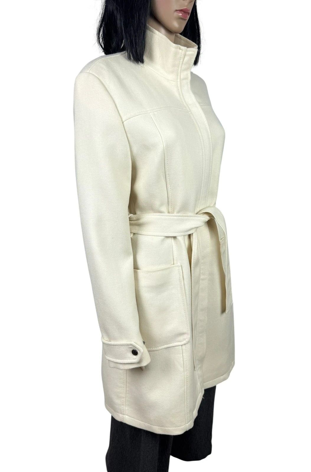 Gianfranco Ferre GF Ferre Wool Long Coat Belted Ivory size M Size M / US 6-8 / IT 42-44 - 4 Thumbnail