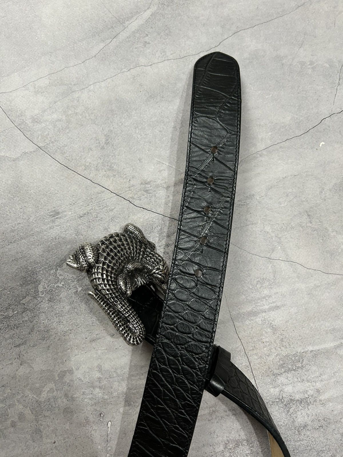 Japanese Brand Vintage Amapola Crocodile Alligator leather belt Size ONE SIZE - 4 Thumbnail